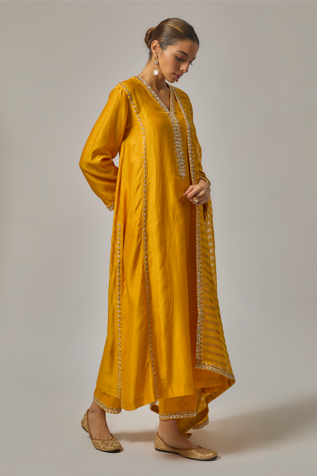 Gota-Patti Placket Kurta Set