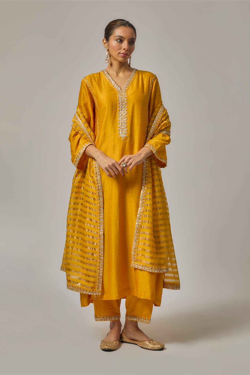 Gota-Patti Placket Kurta Set
