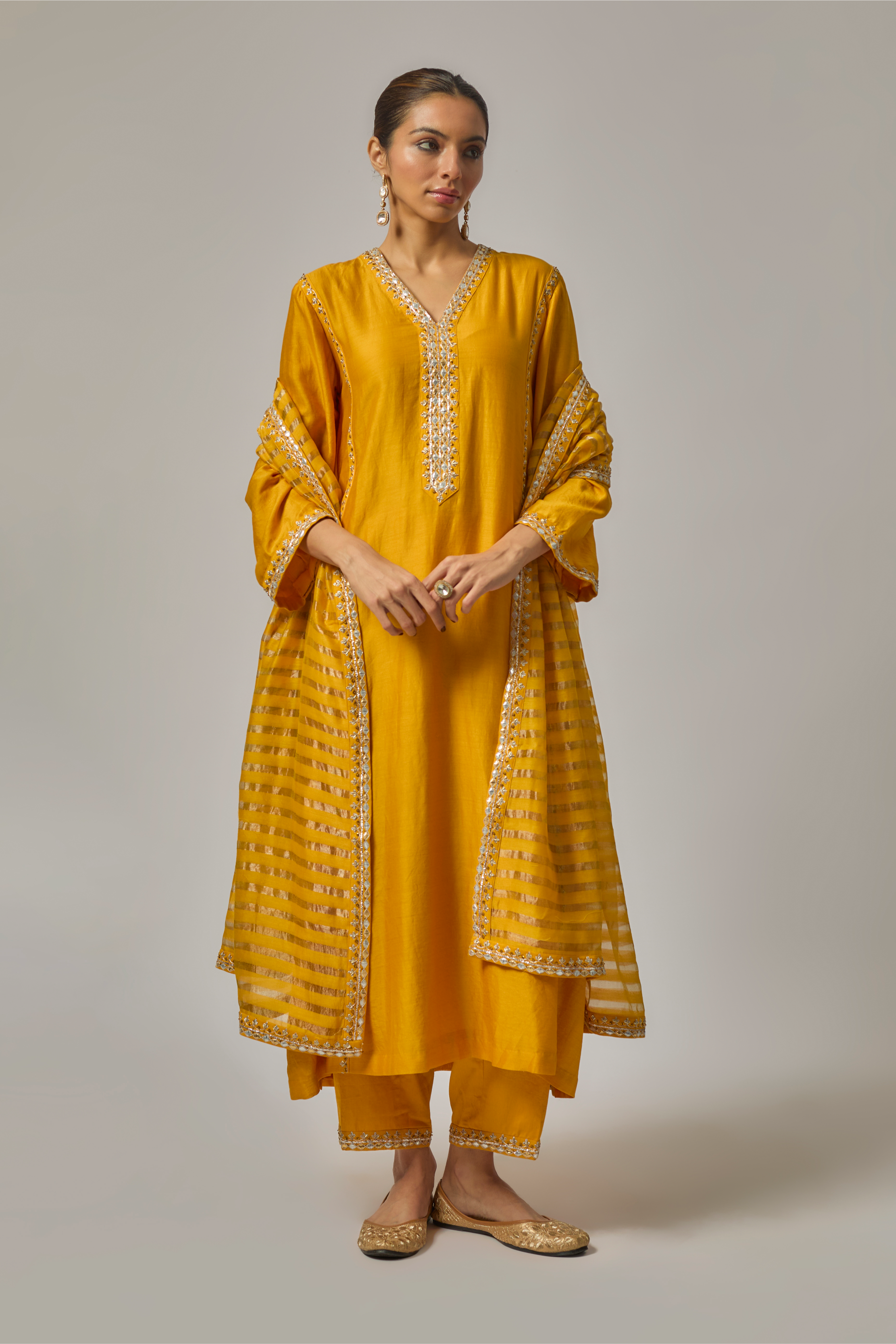 Gota-Patti Placket Kurta Set