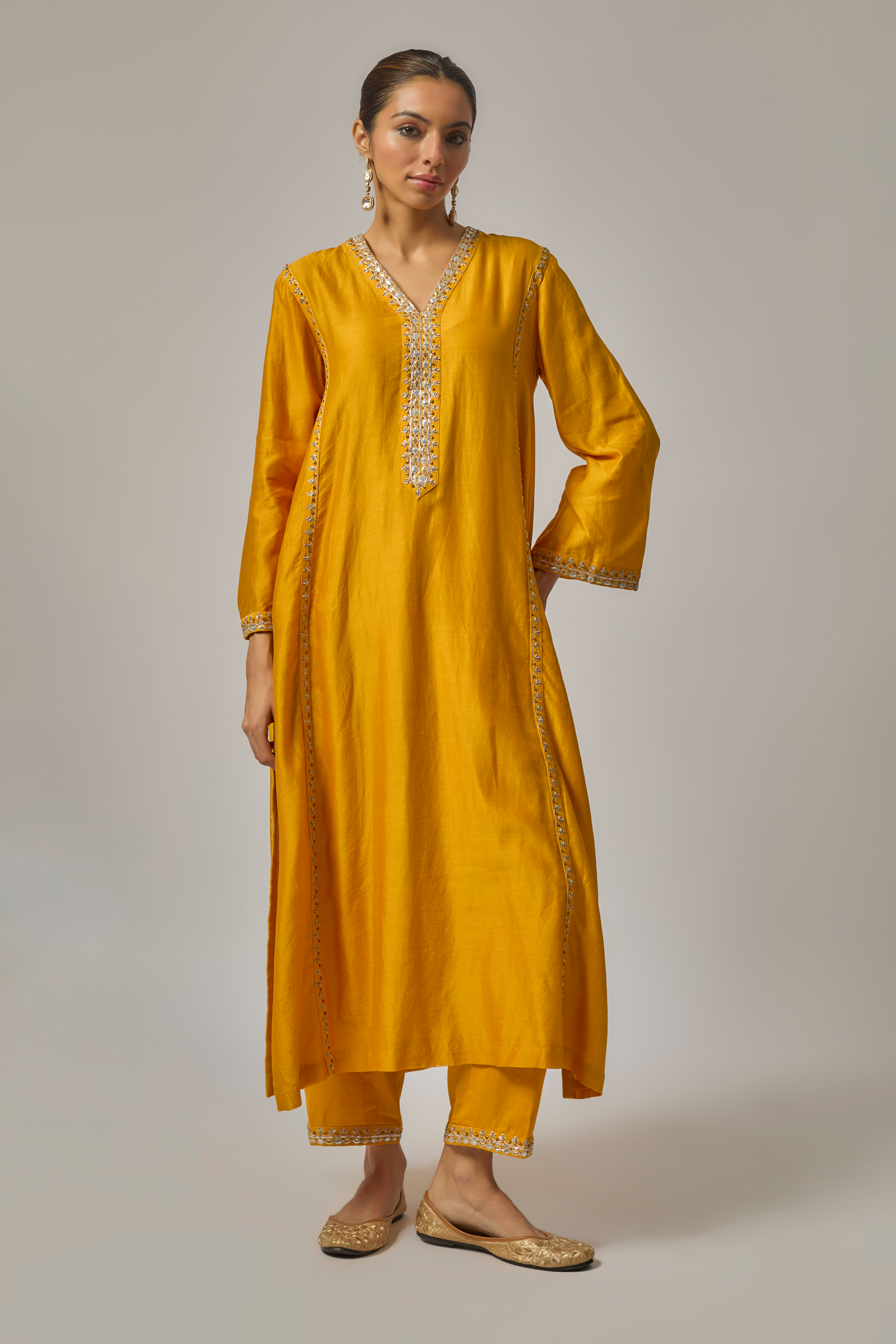 Gota-Patti Placket Kurta Set