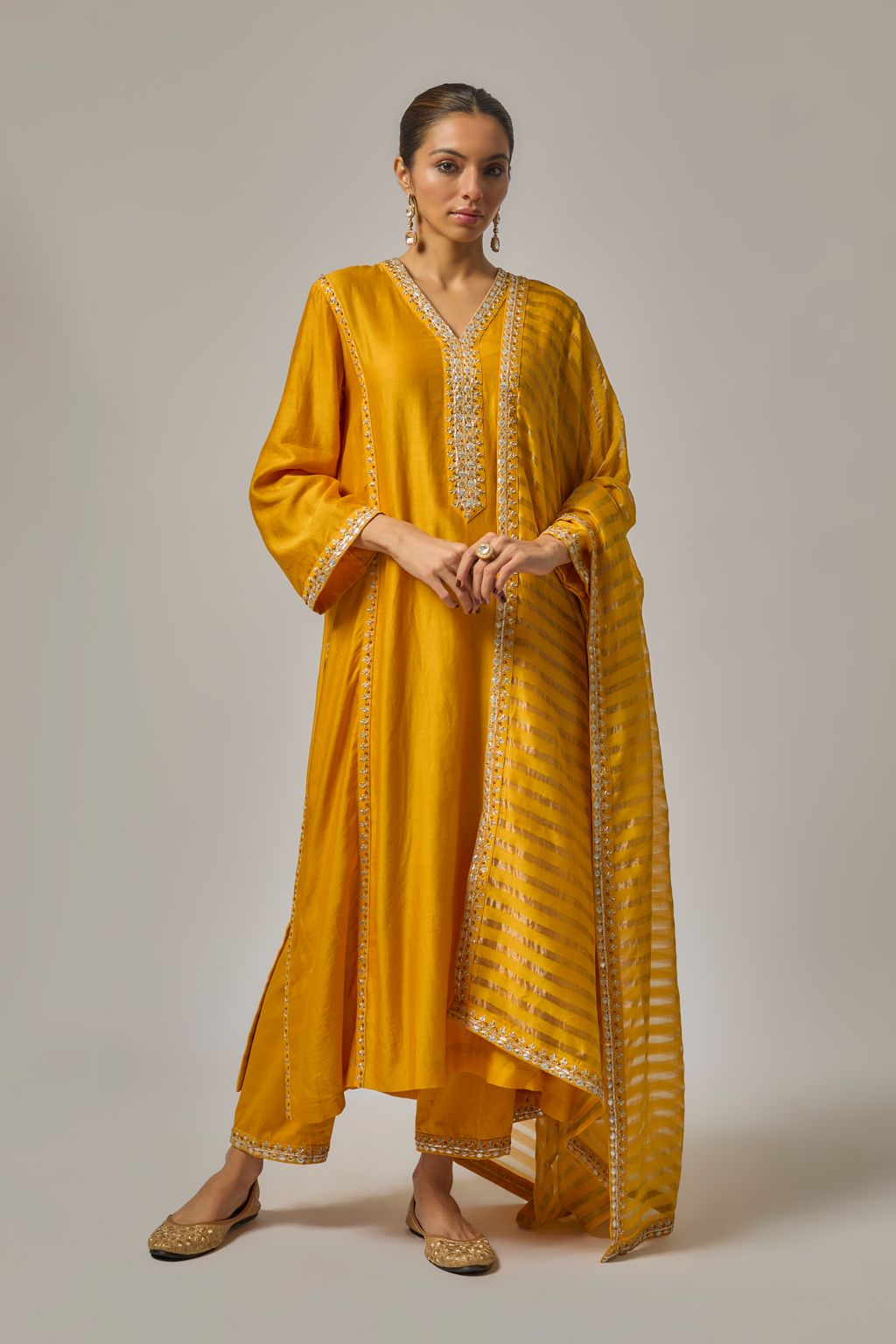 Gota-Patti Placket Kurta Set