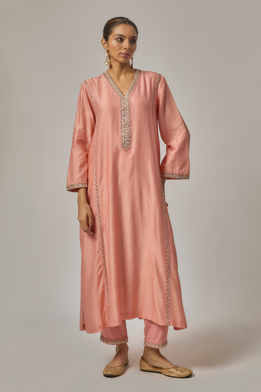 Gota-Patti Placket Kurta Set