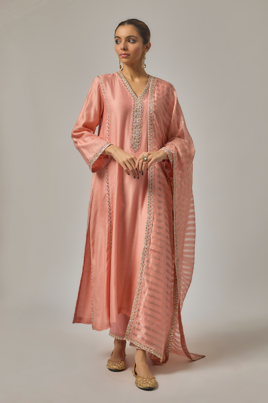 Gota-Patti Placket Kurta Set
