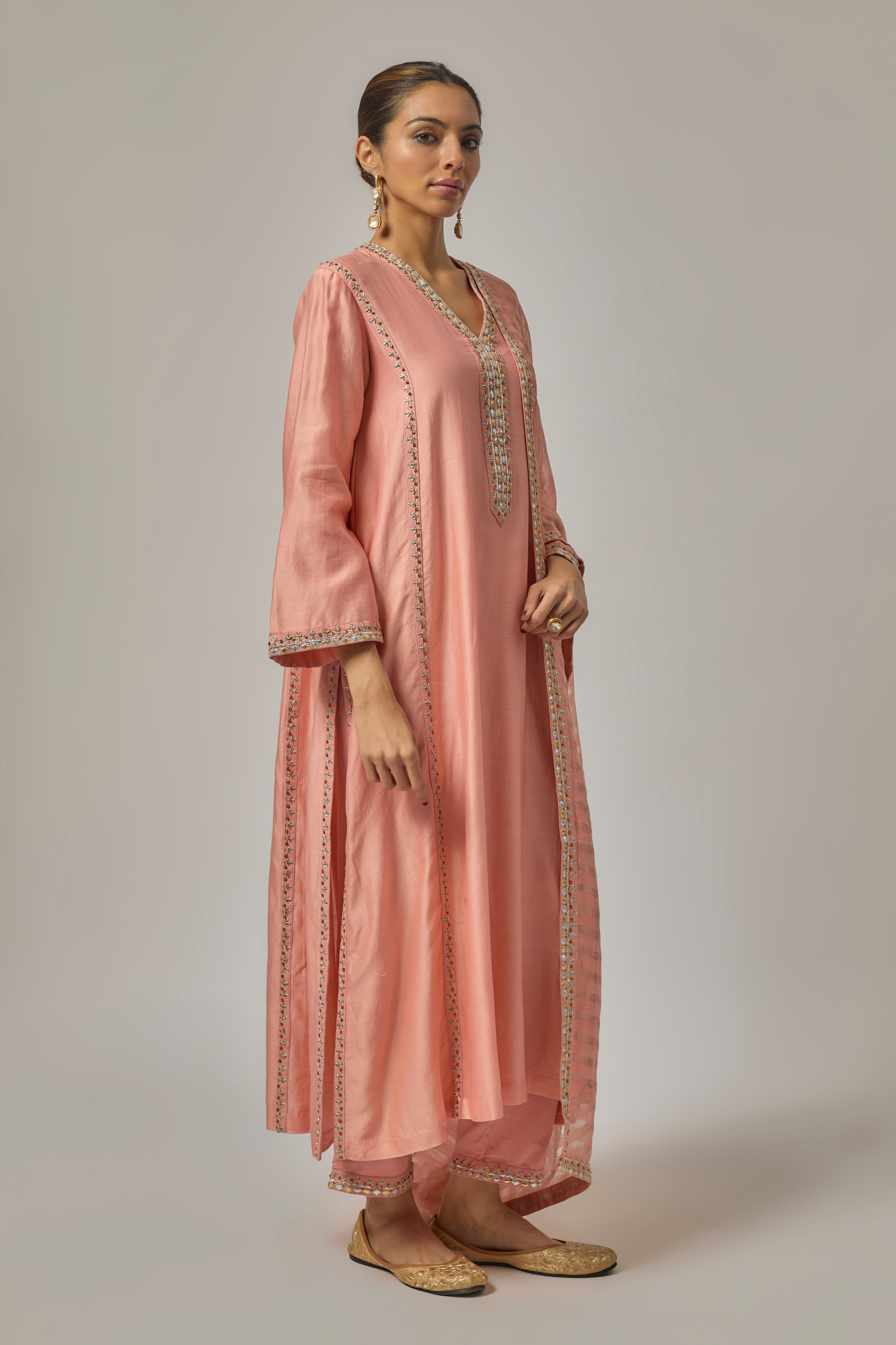 Gota-Patti Placket Kurta Set