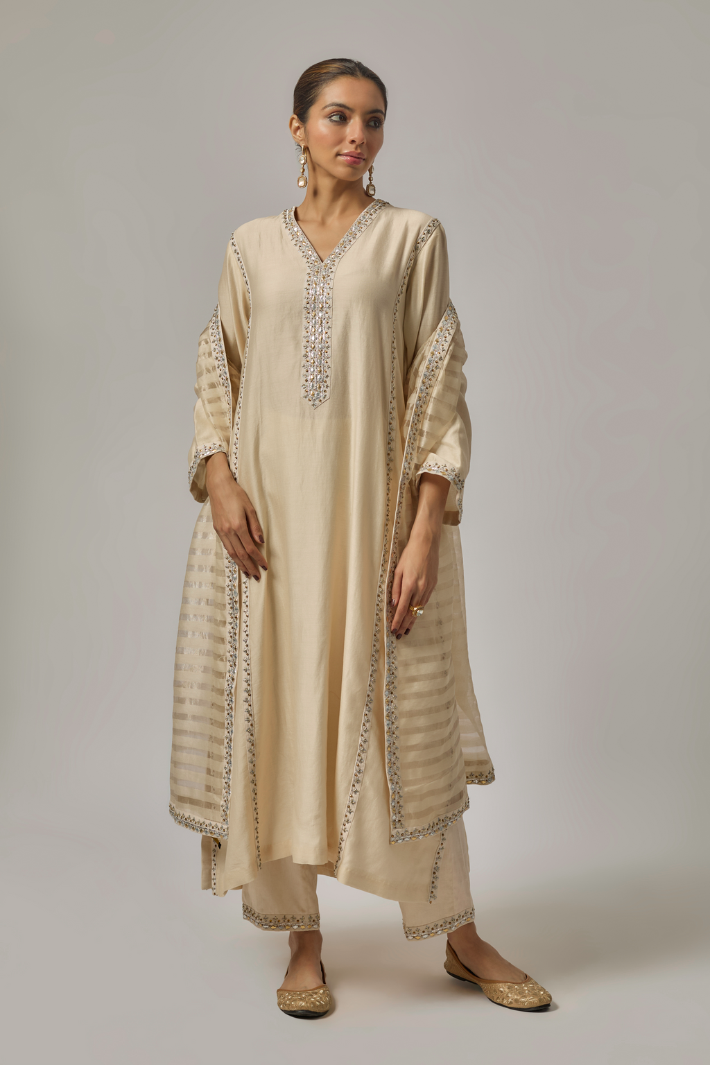 Gota-Patti Placket Kurta Set
