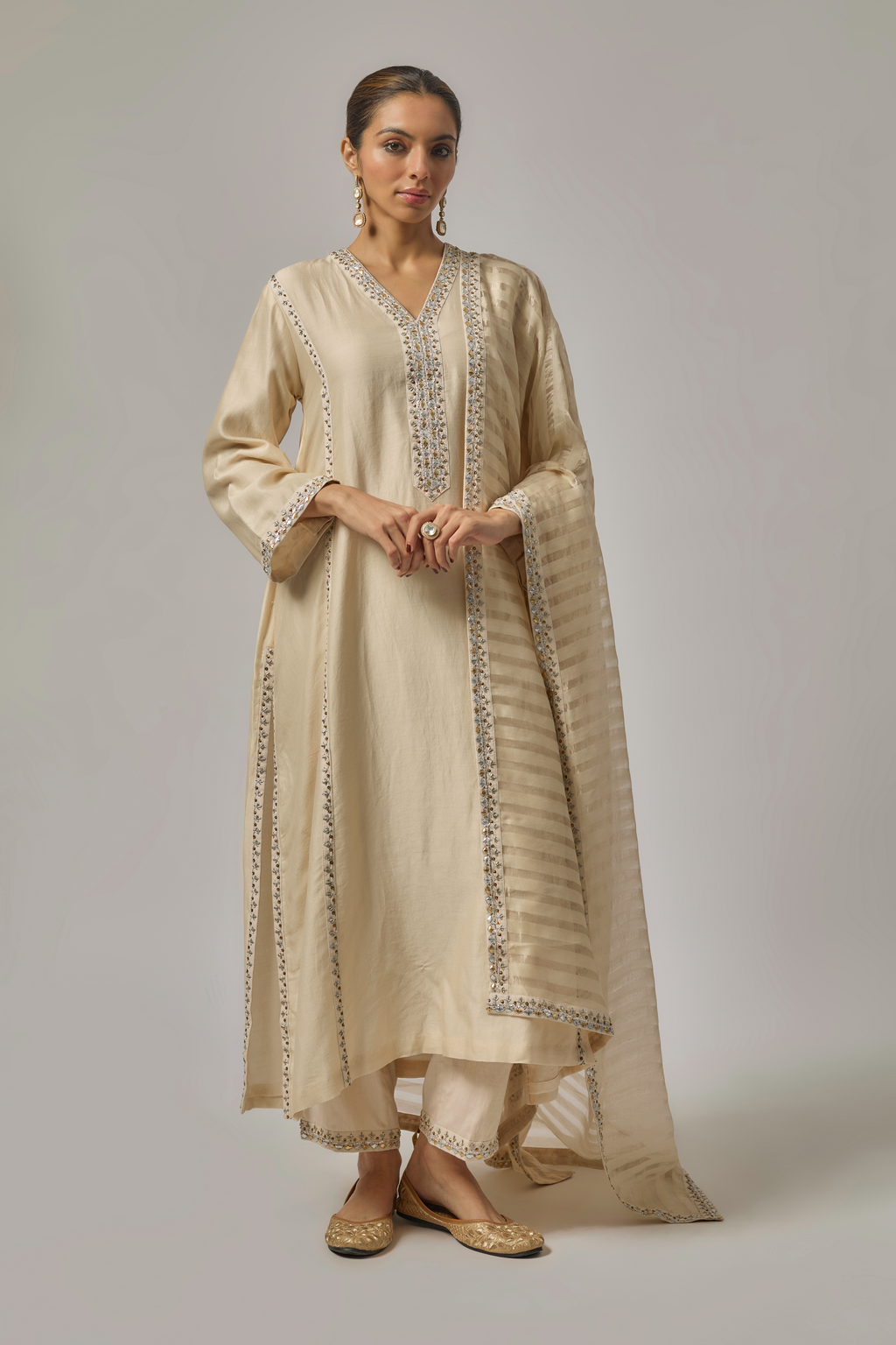 Gota-Patti Placket Kurta Set