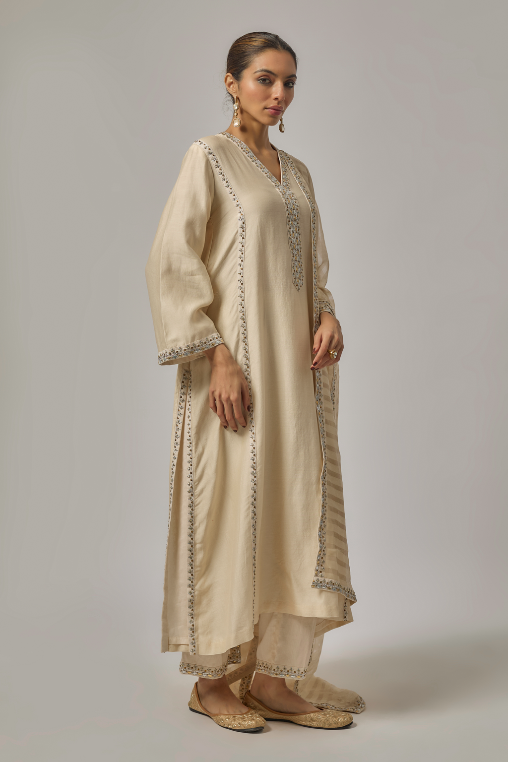 Gota-Patti Placket Kurta Set