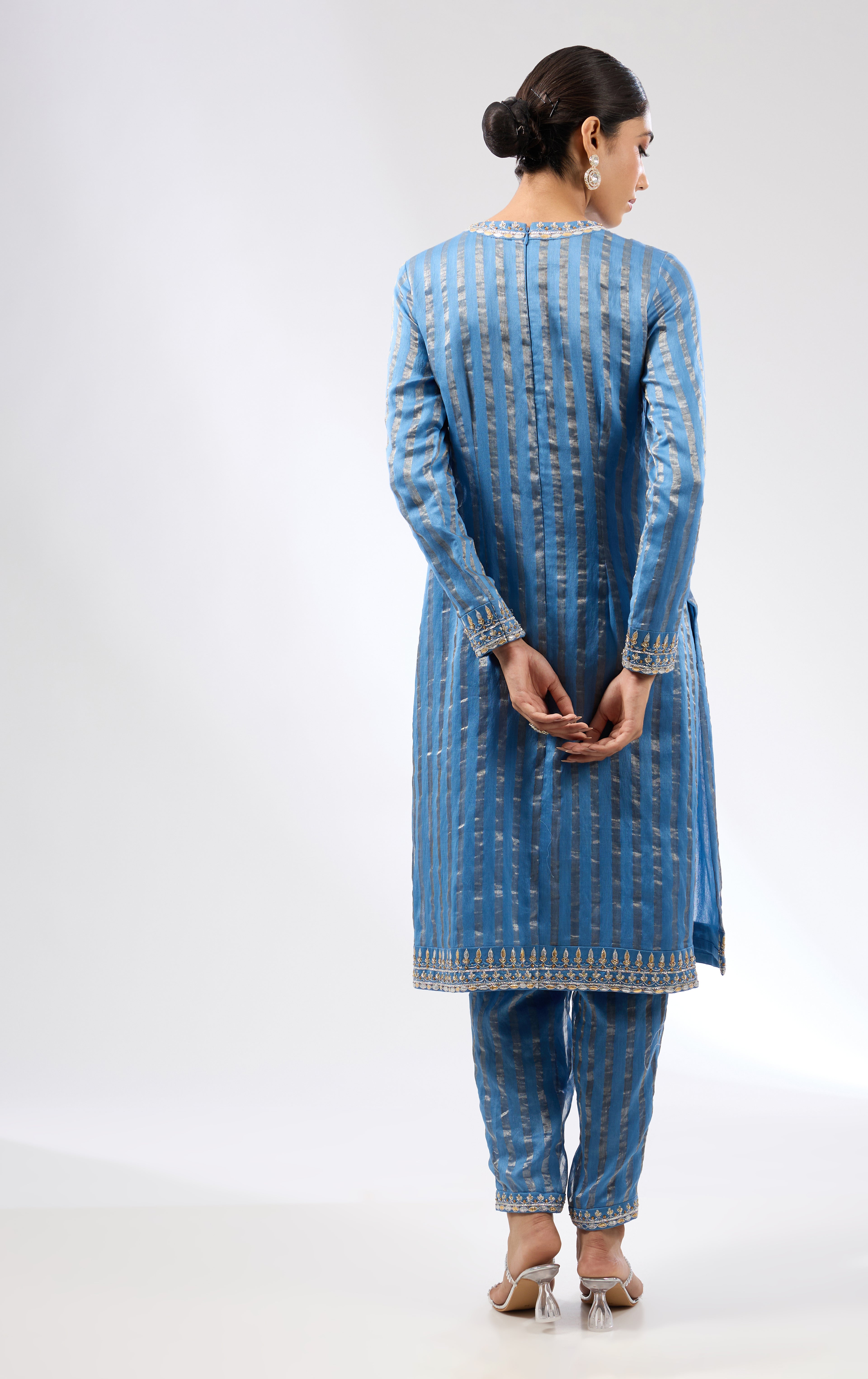 Gota-Patti Border Striped Kurta Set