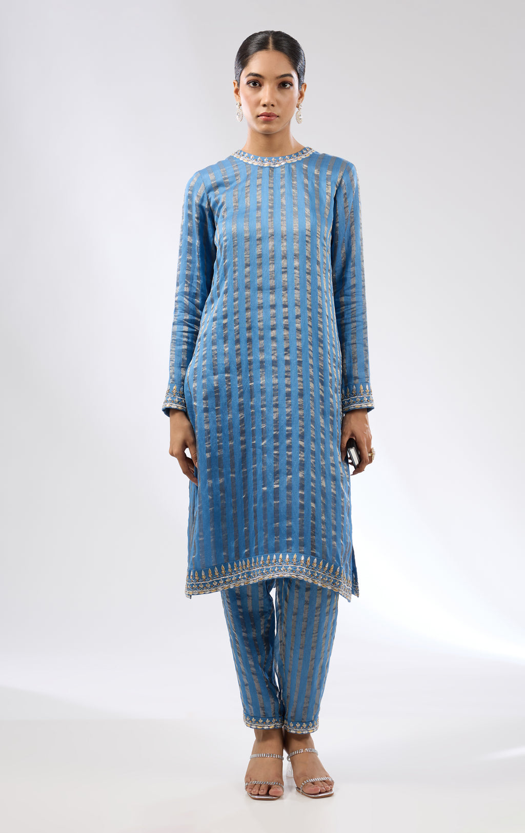 Gota-Patti Border Striped Kurta Set