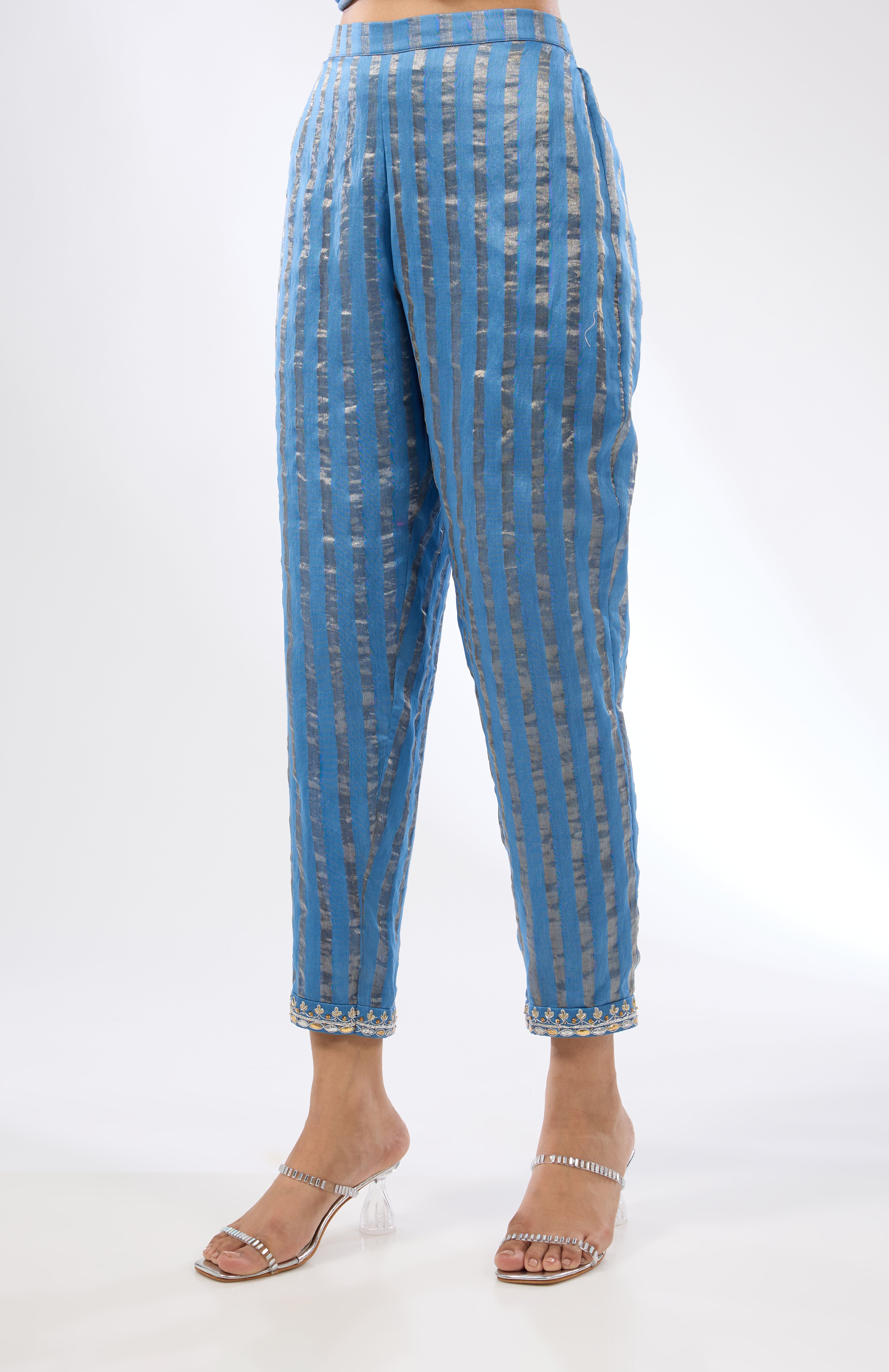 Gota-Patti Border Striped Kurta Set