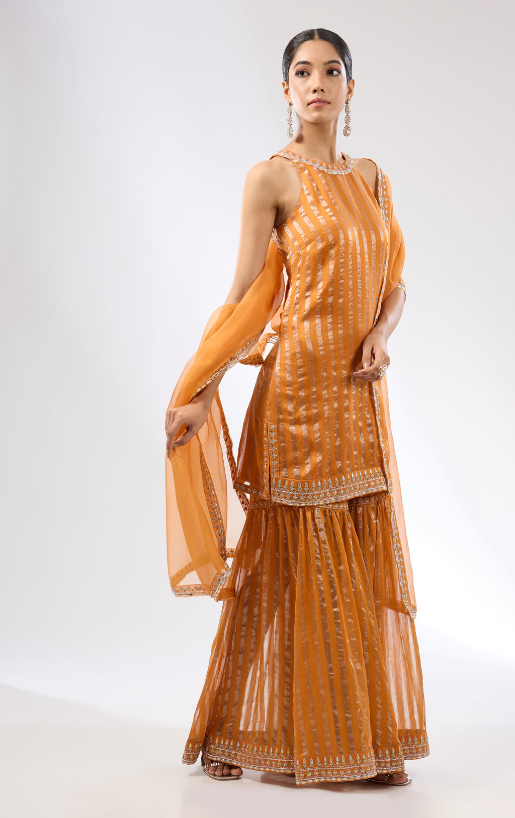 Gota-Patti Border Striped Garara Set