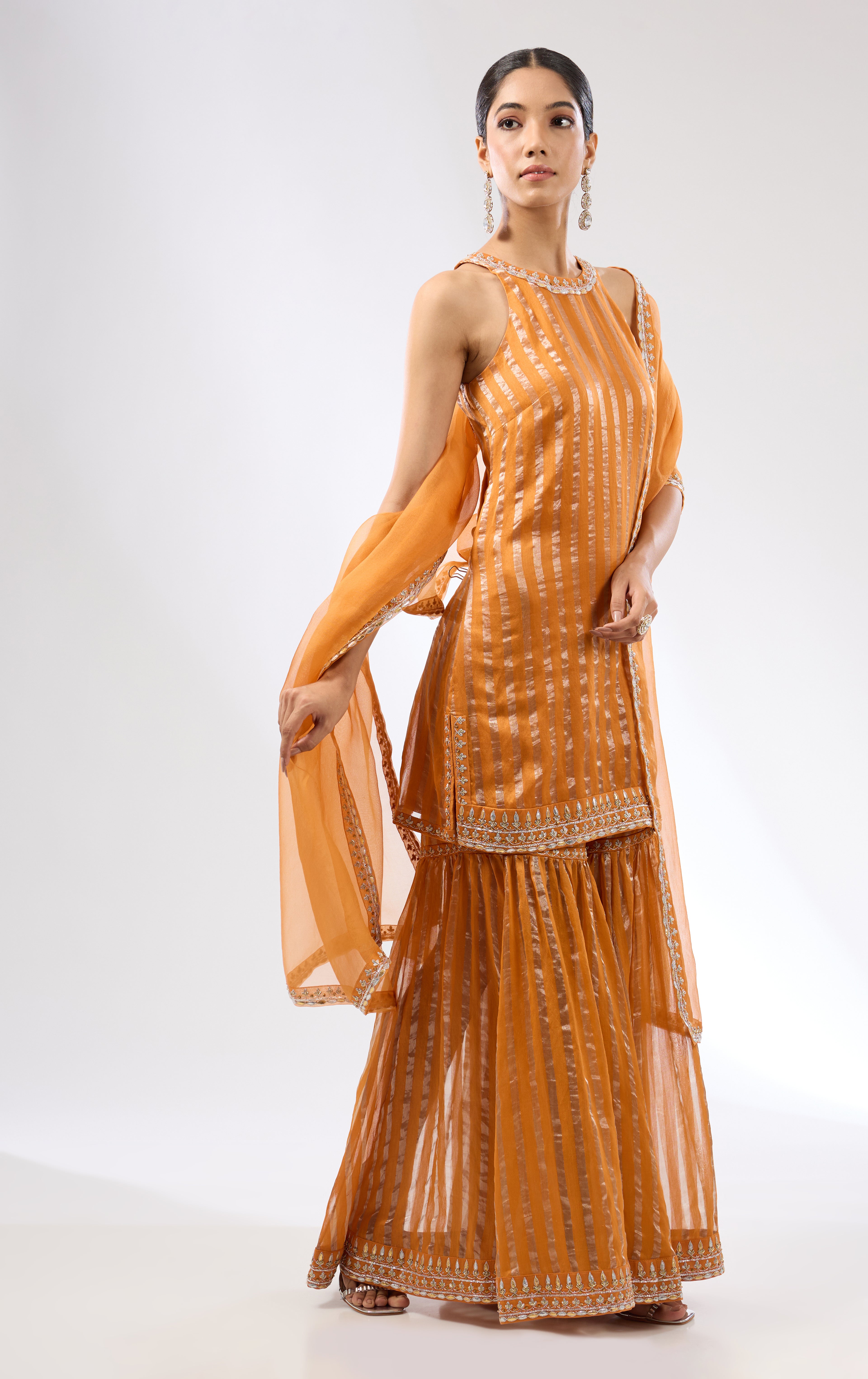 Gota-Patti Border Striped Garara Set