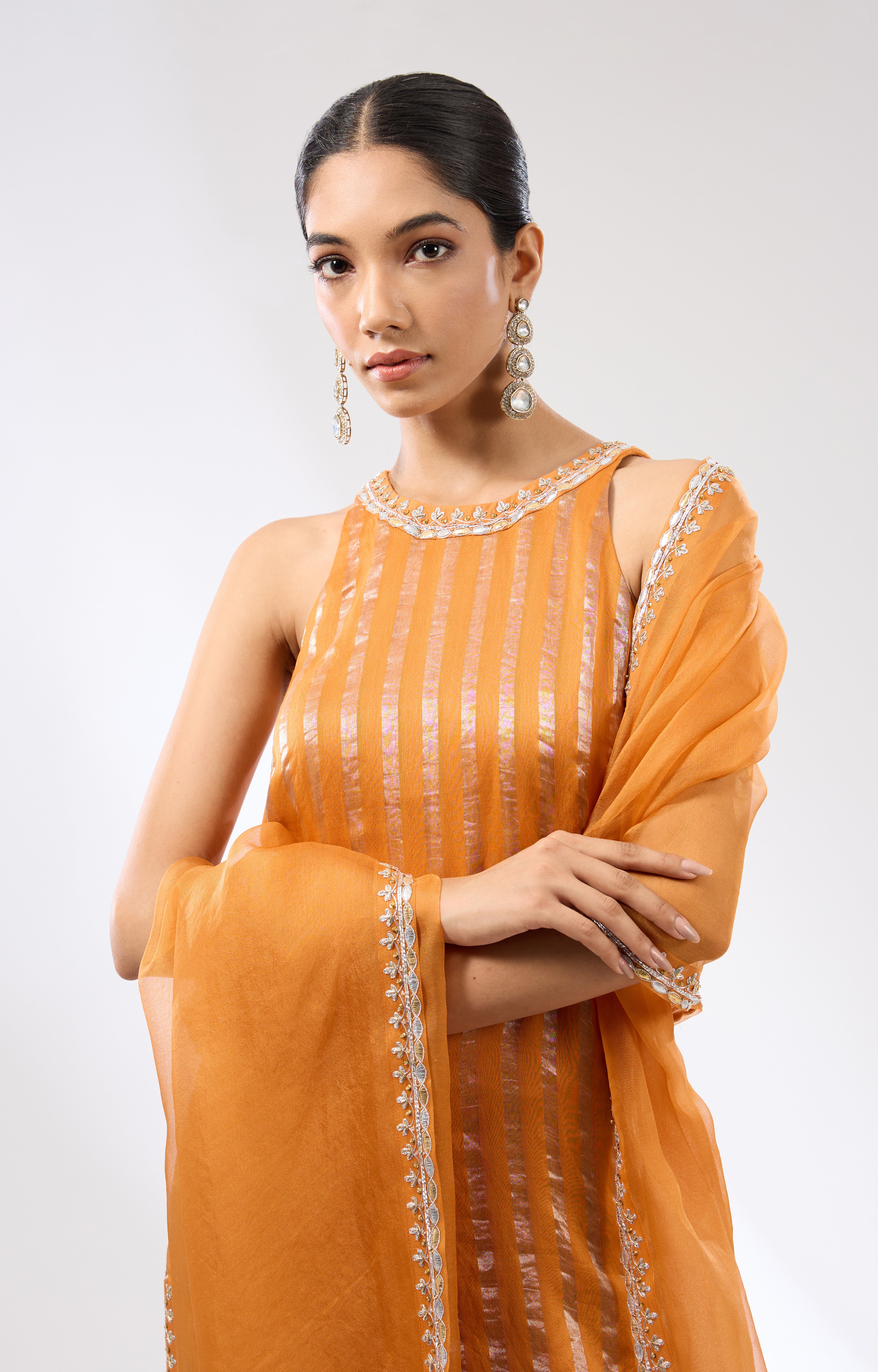 Gota-Patti Border Striped Garara Set