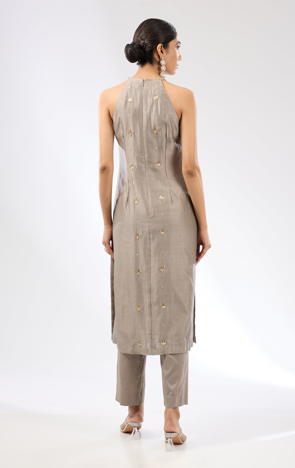 Gota-Patti Motif Halter Kurta Set