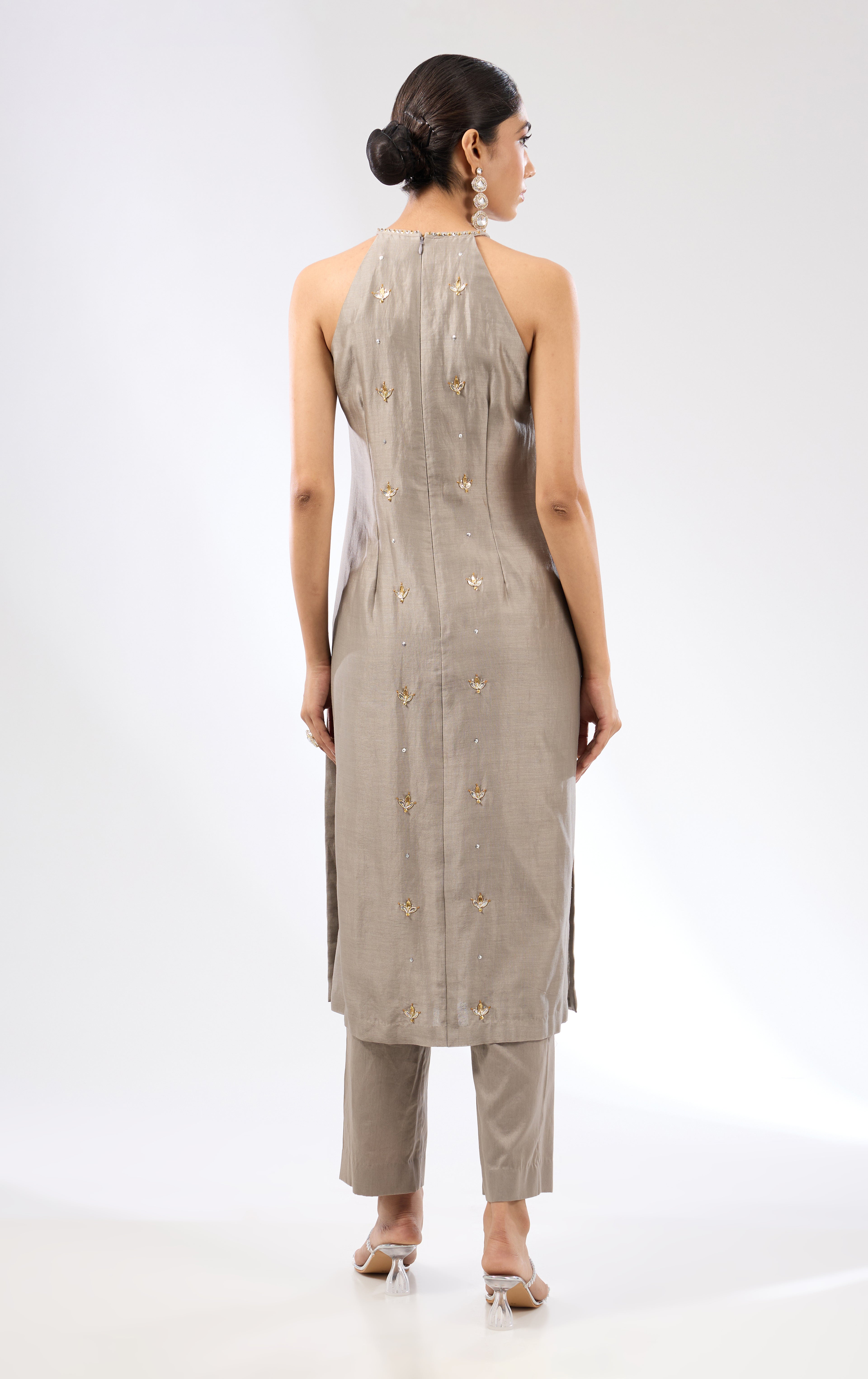 Gota-Patti Motif Halter Kurta Set