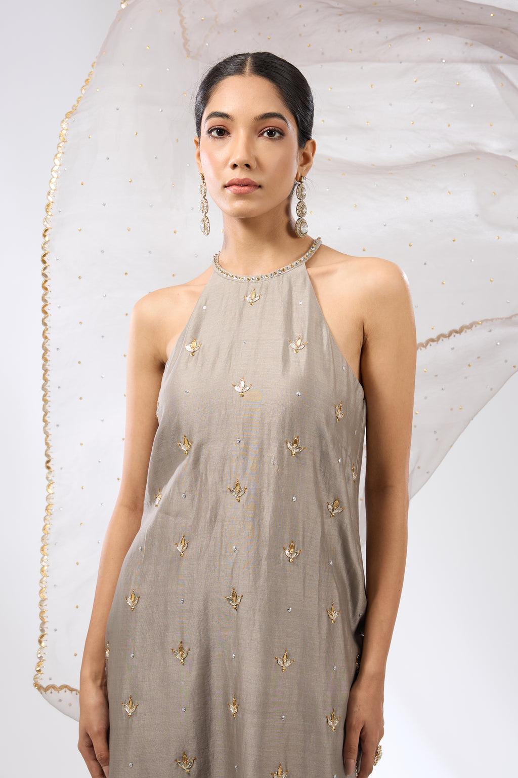 Gota-Patti Motif Halter Kurta Set
