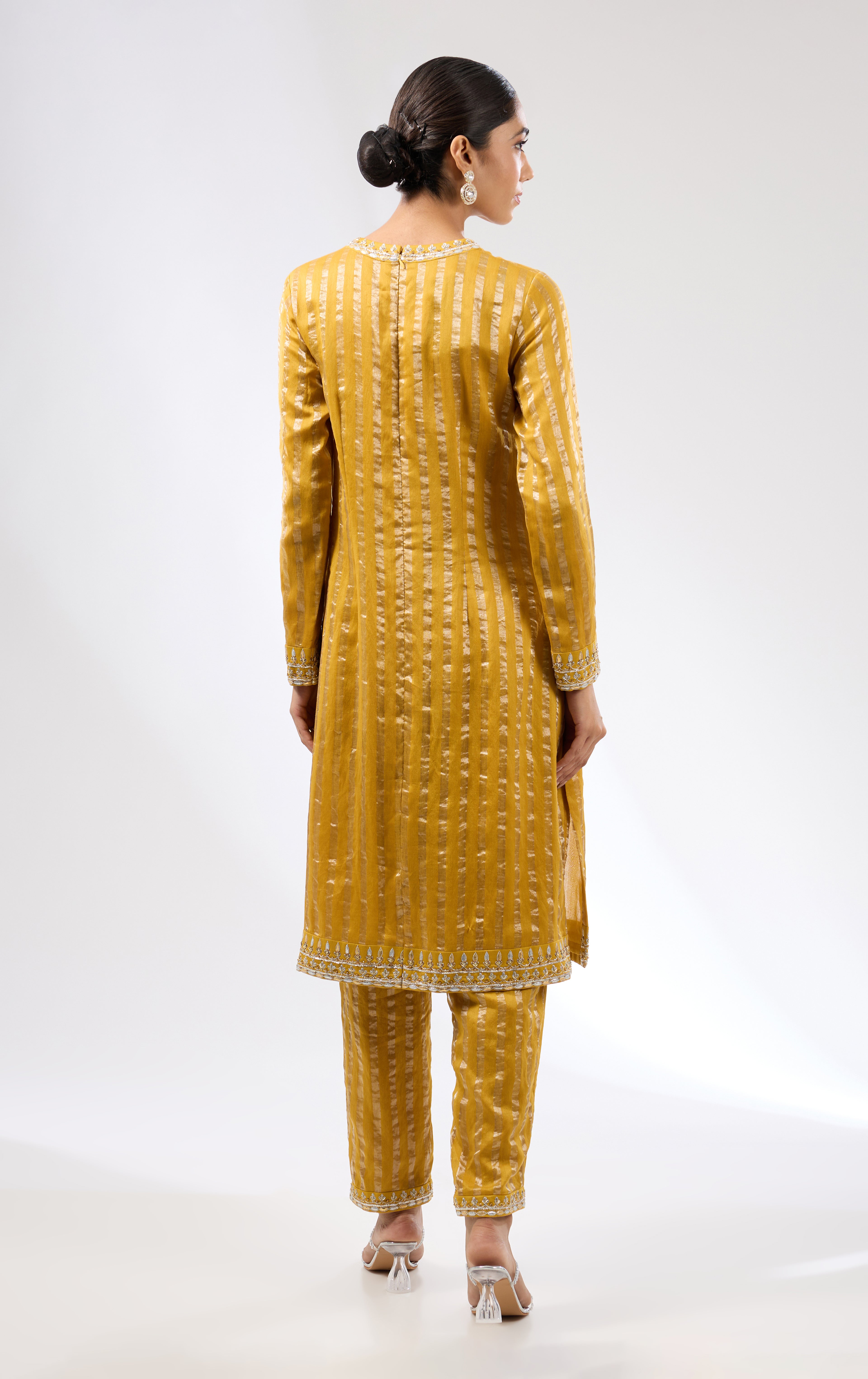 Gota-Patti Border Striped Kurta Set