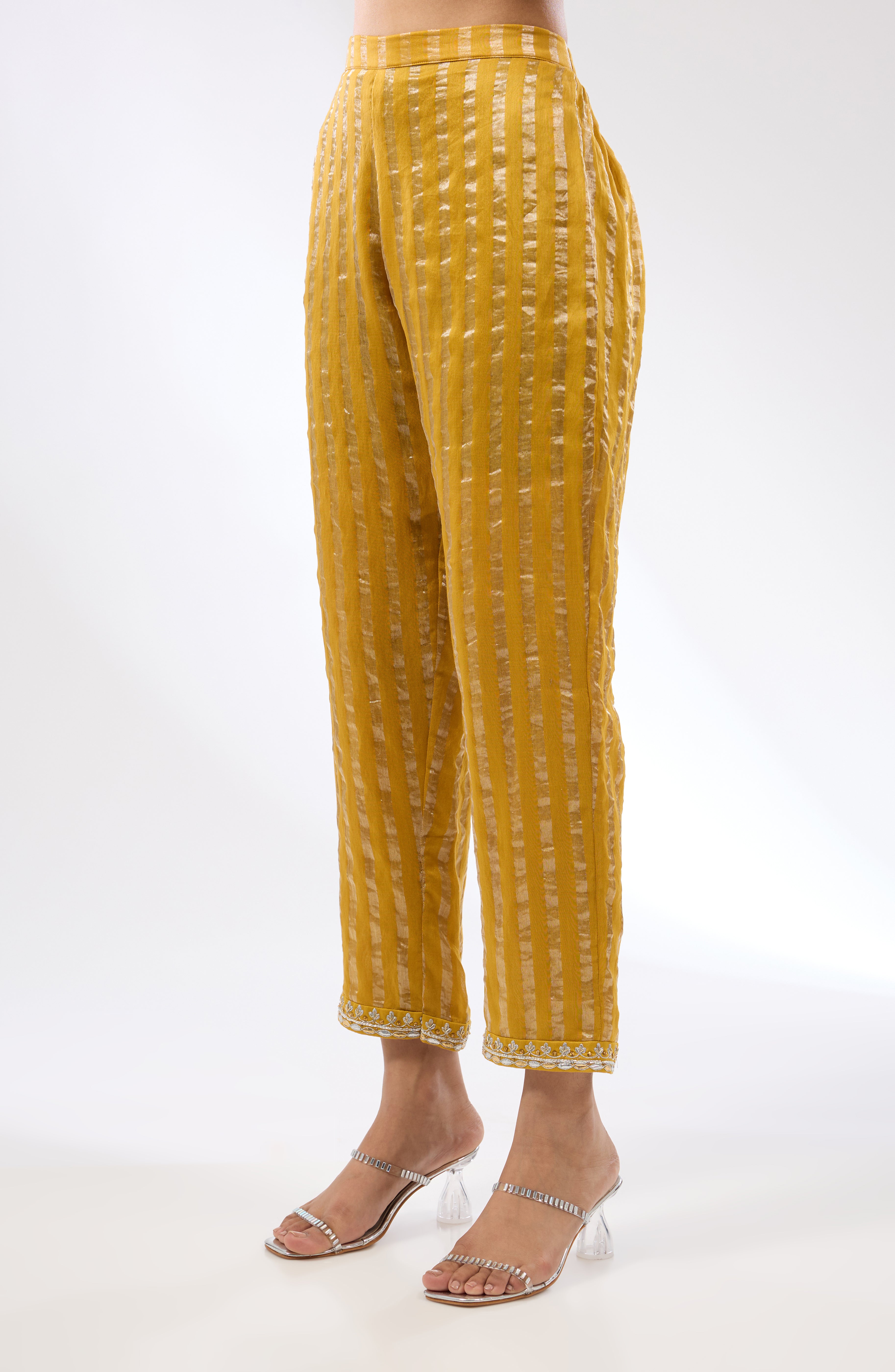 Gota-Patti Border Striped Kurta Set