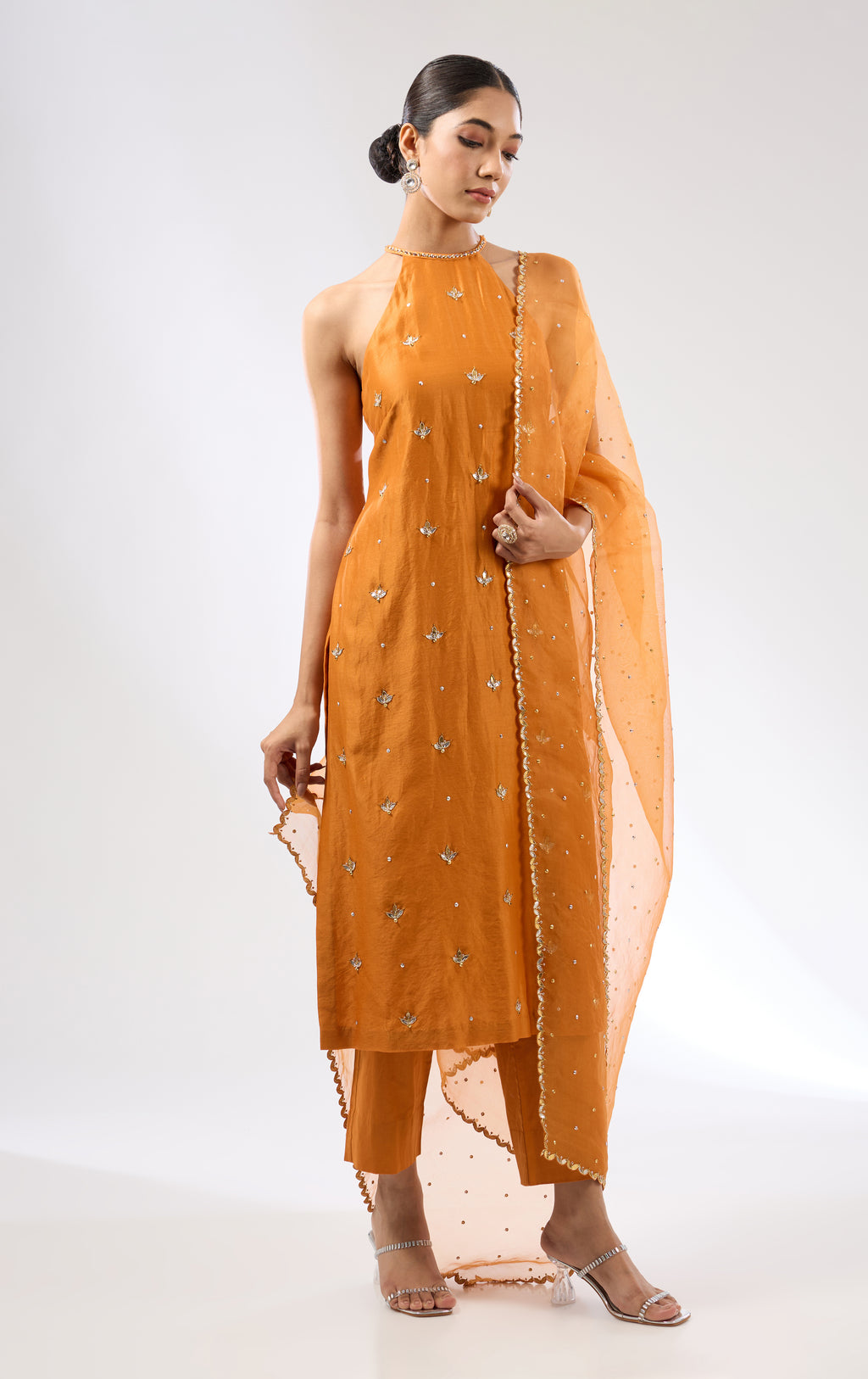 Gota-Patti Motif Halter Kurta Set