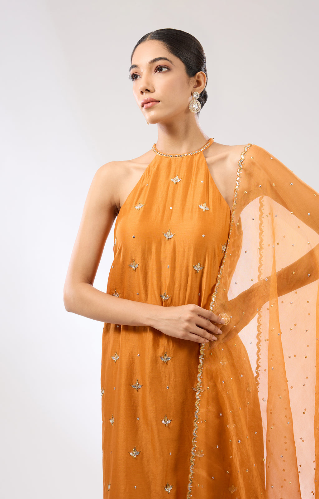 Gota-Patti Motif Halter Kurta Set