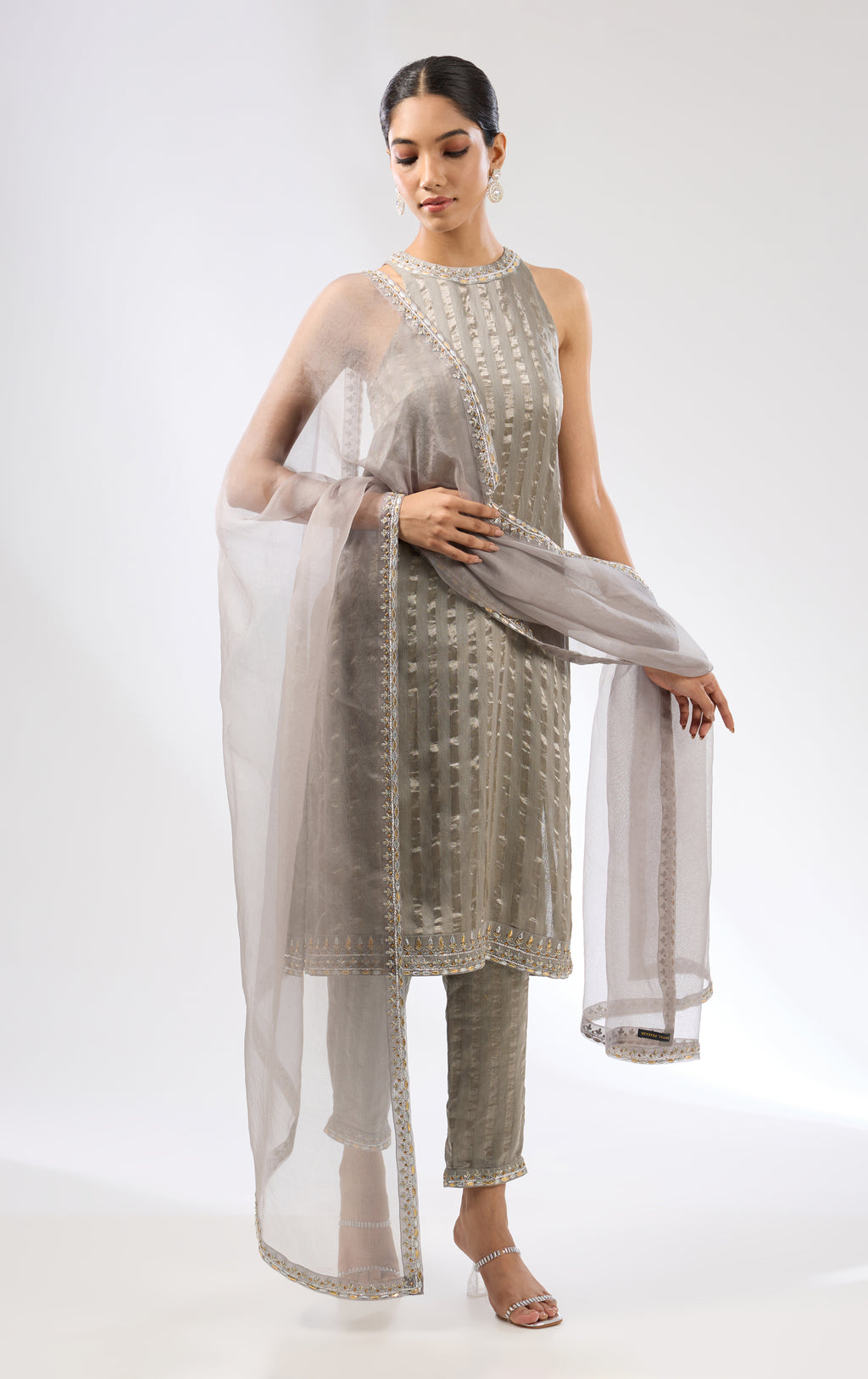 Gota-Patti Border Striped Kurta Set