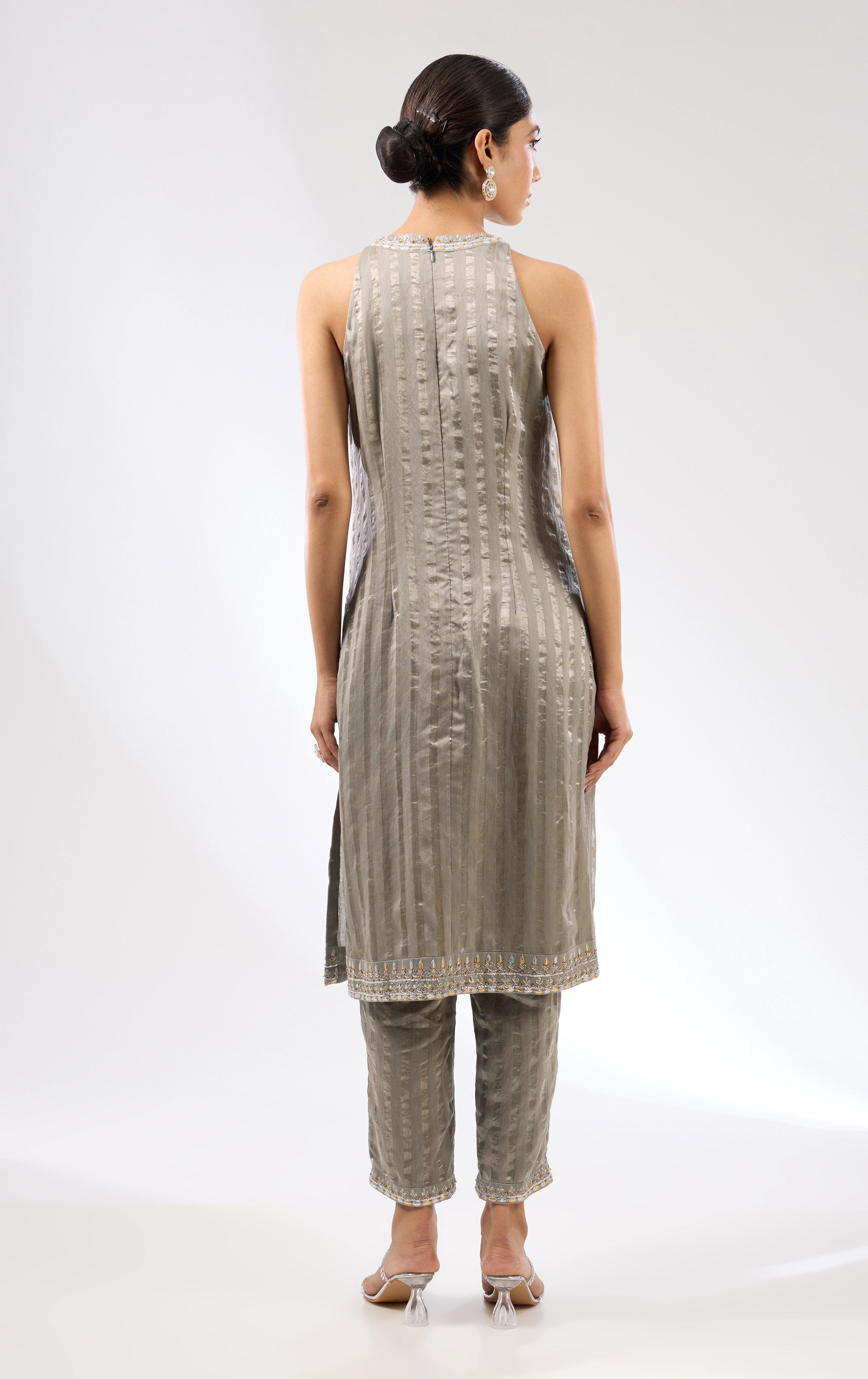 Gota-Patti Border Striped Kurta Set