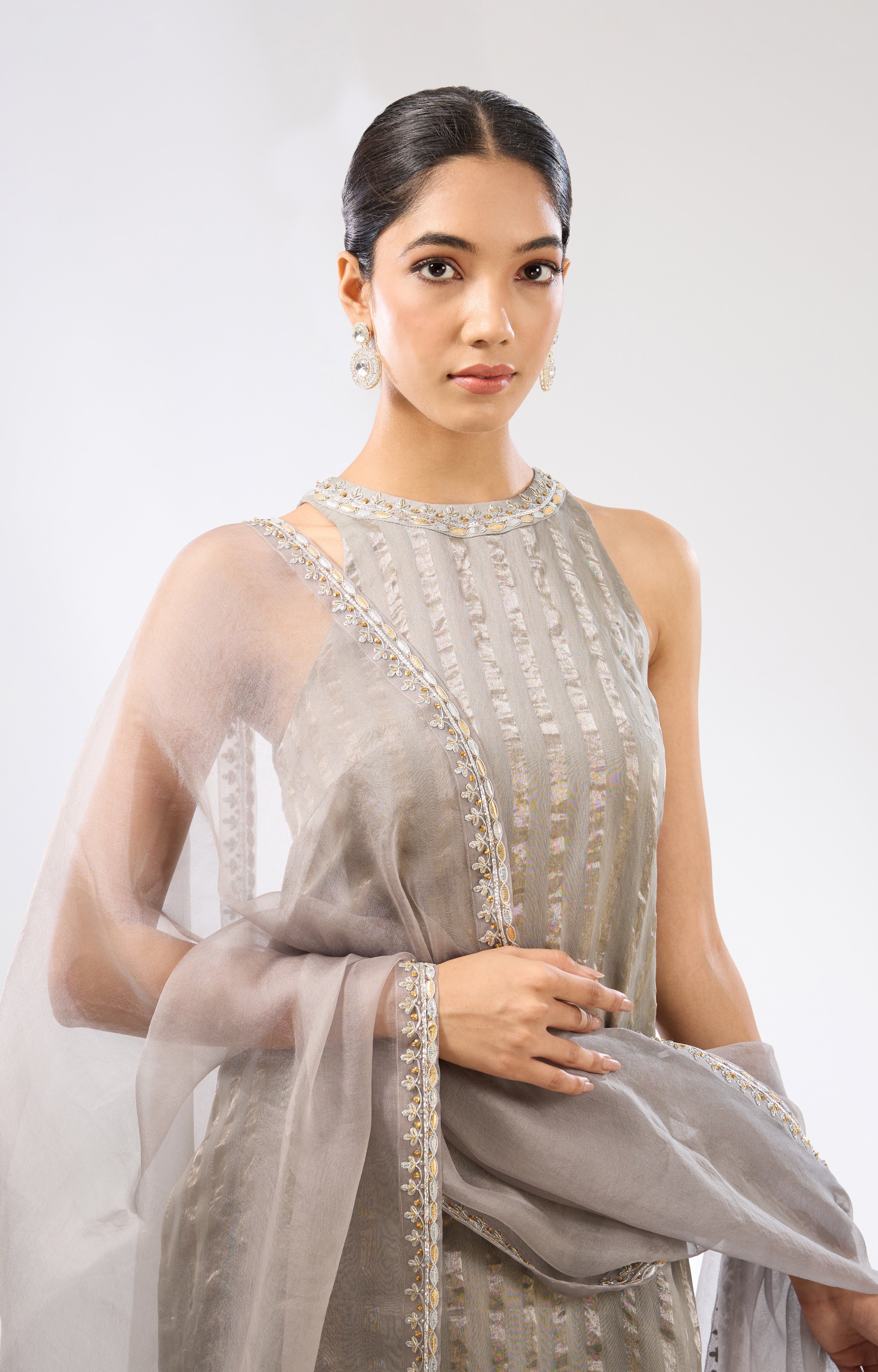 Gota-Patti Border Striped Kurta Set