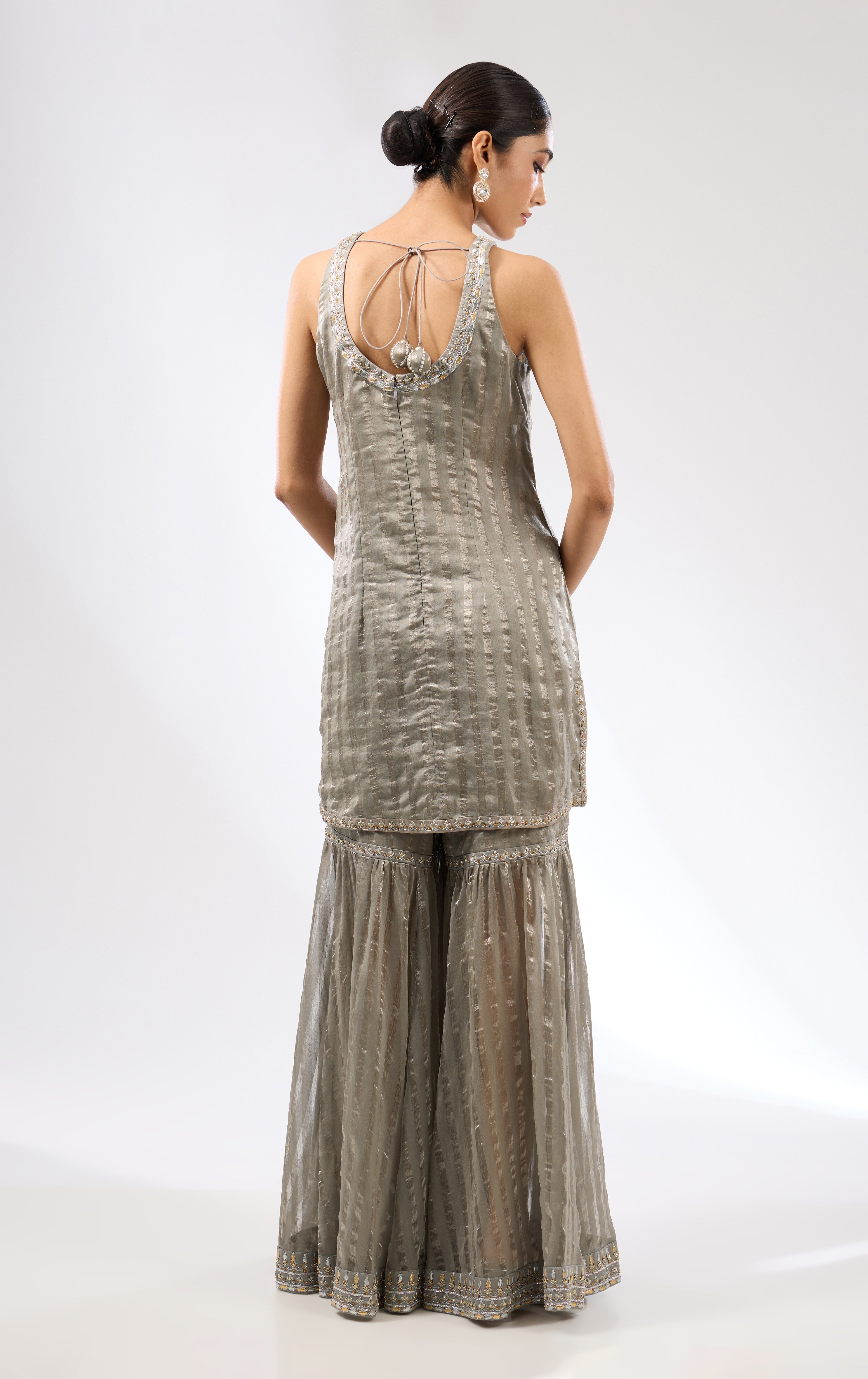 Gota-Patti Border Striped Garara Set