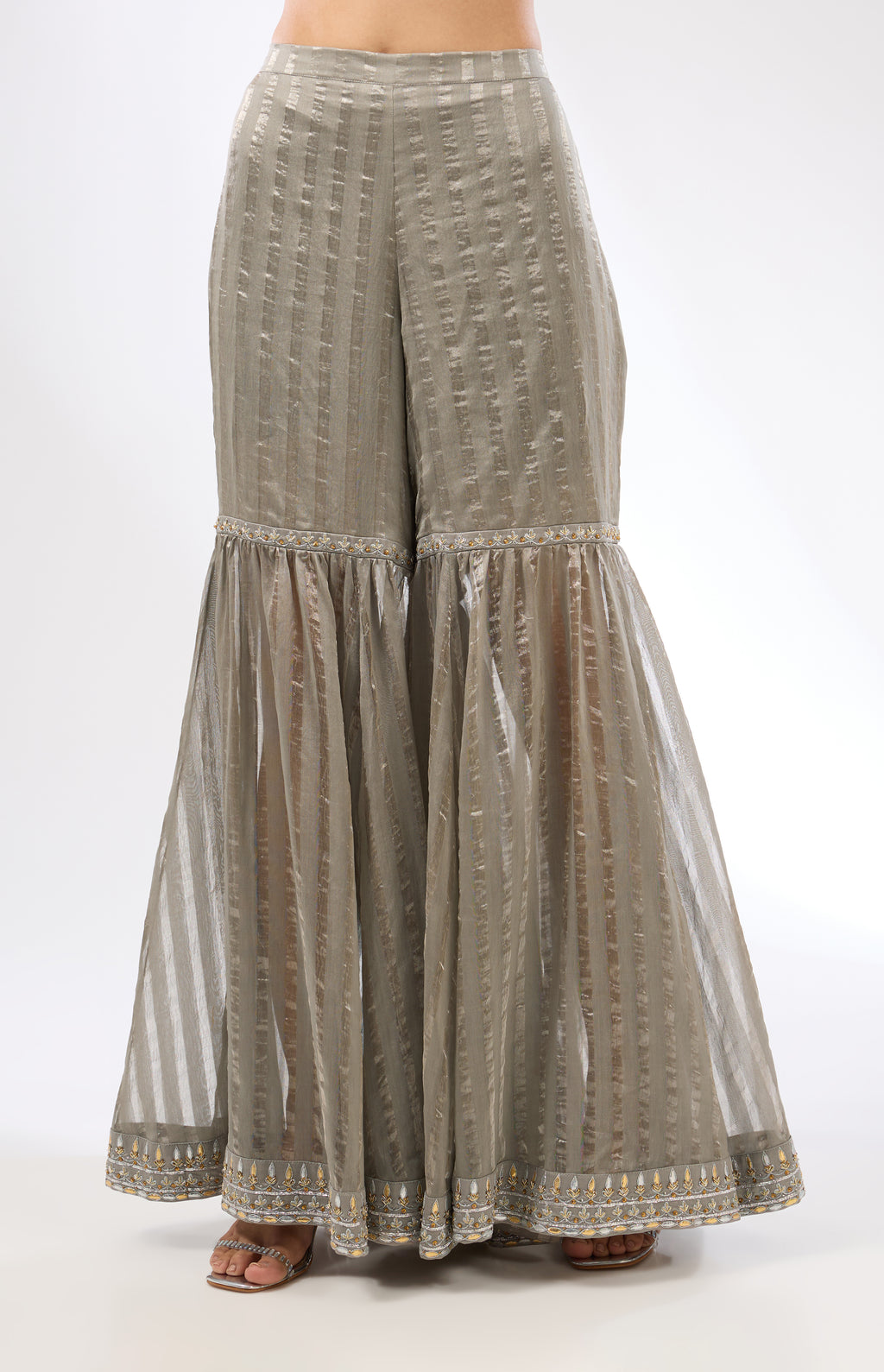 Gota-Patti Border Striped Garara Set