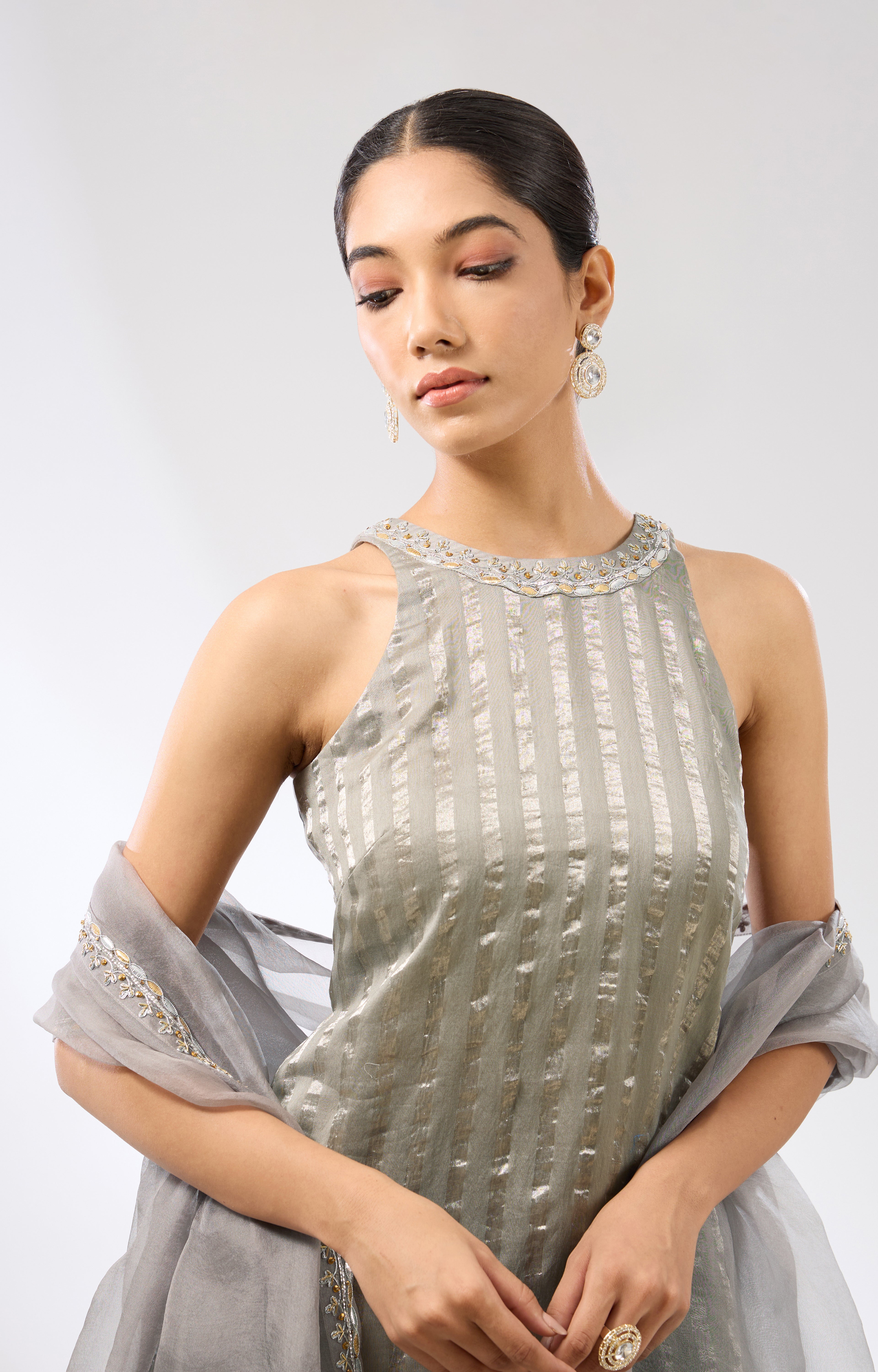 Gota-Patti Border Striped Garara Set