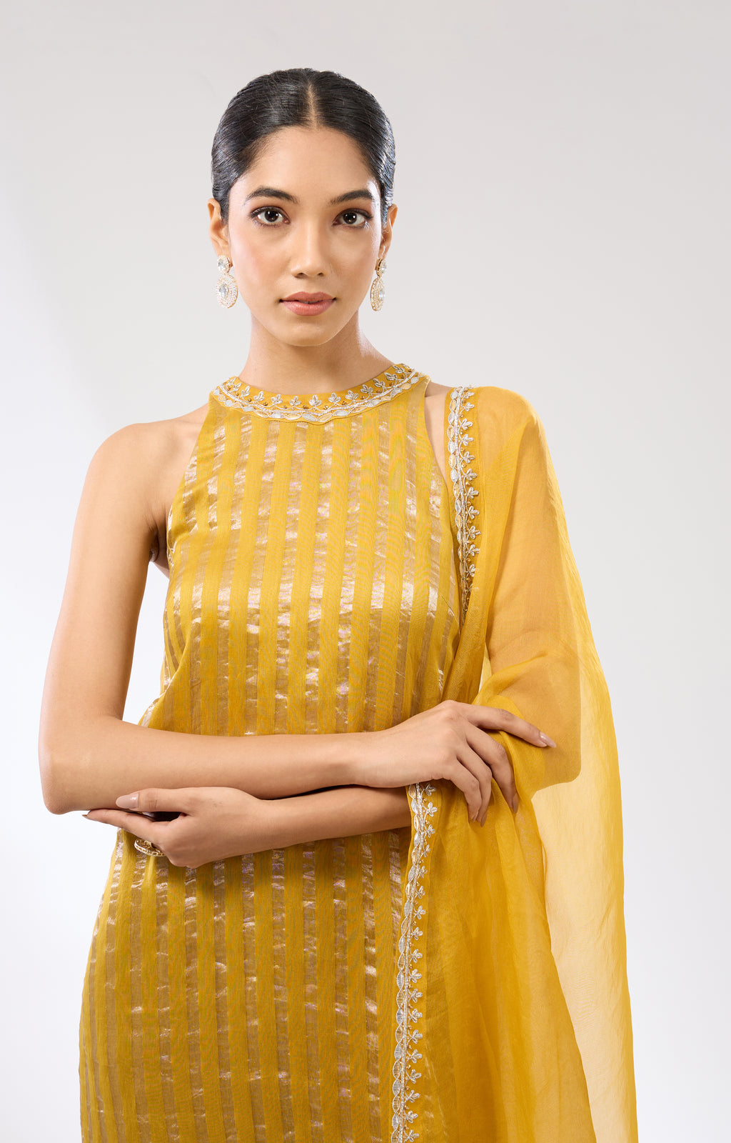 Gota-Patti Border Striped Kurta Set