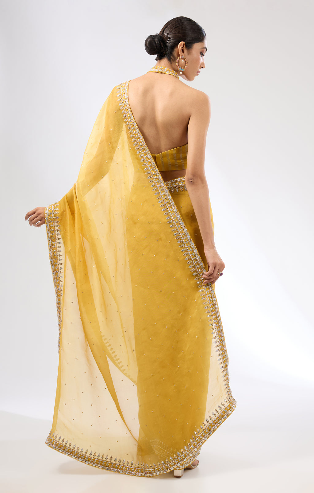 Gota-Patti Border Organza Saree Set
