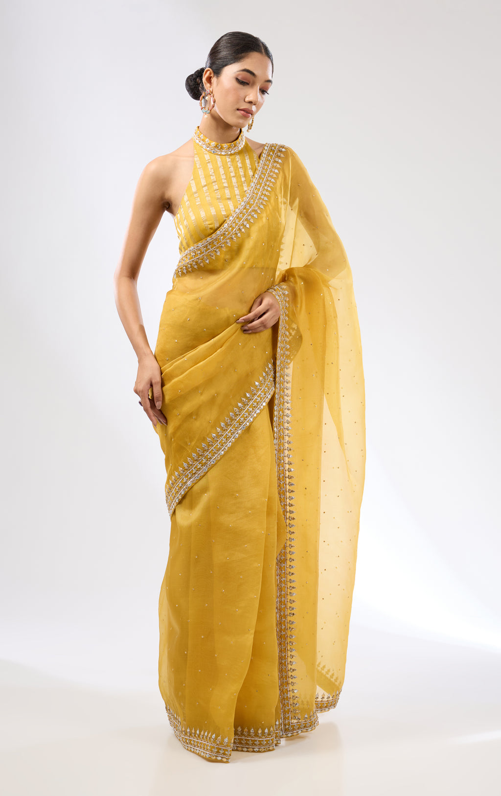 Gota-Patti Border Organza Saree Set