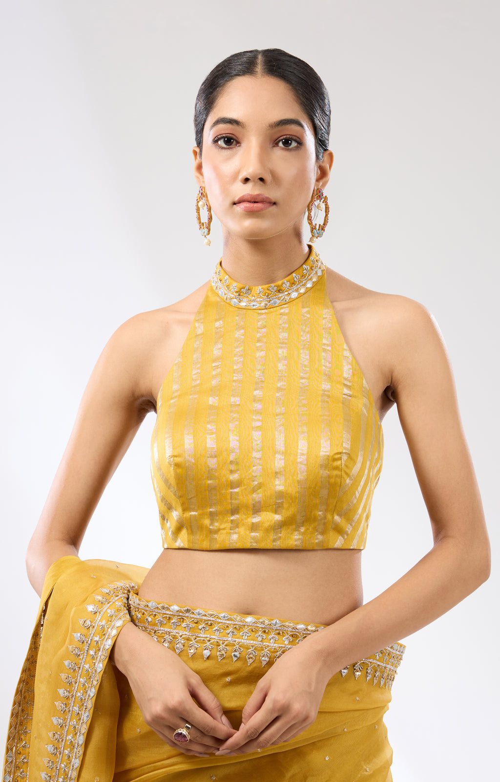 Gota-Patti Border Organza Saree Set