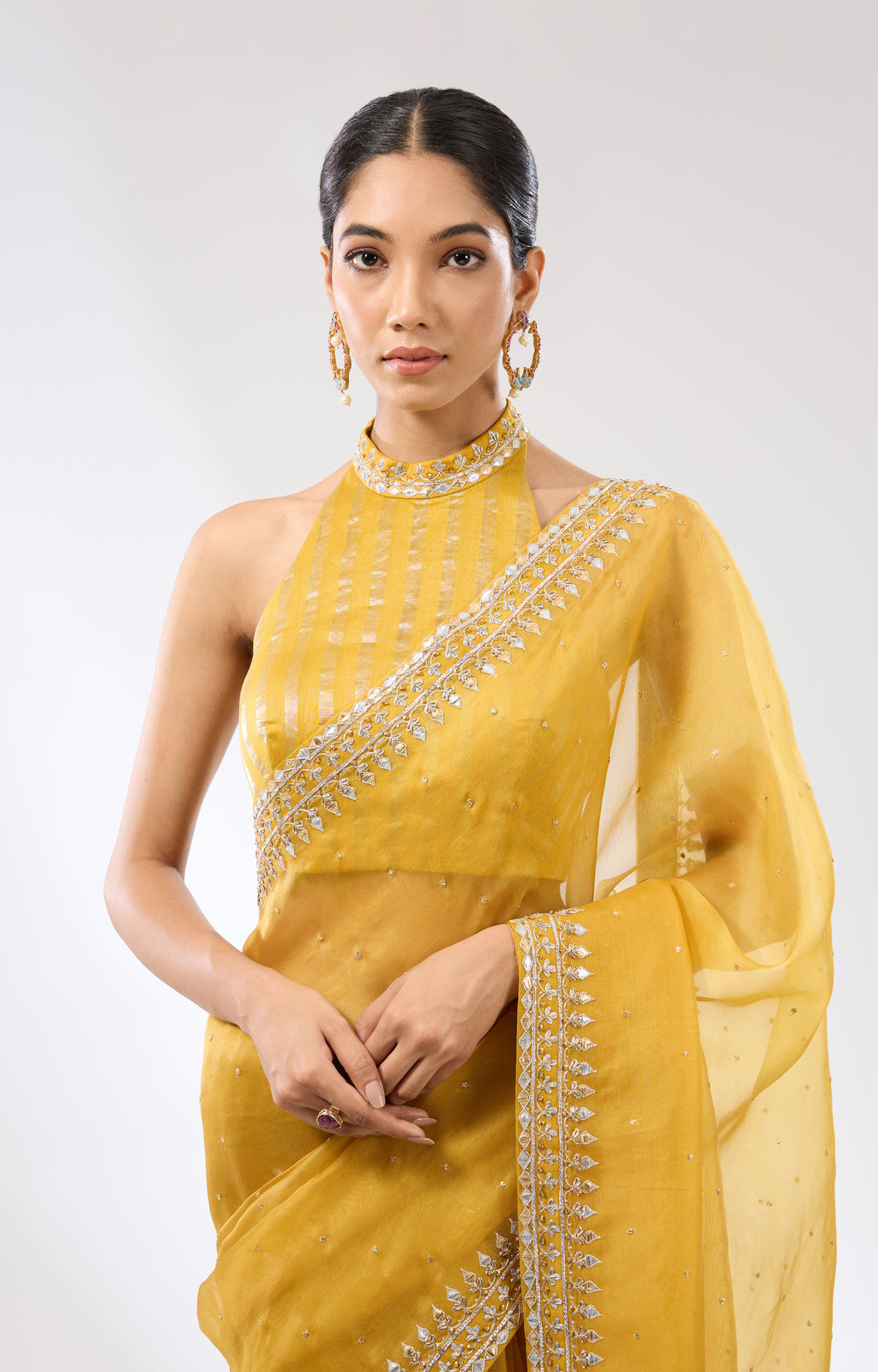 Gota-Patti Border Organza Saree Set