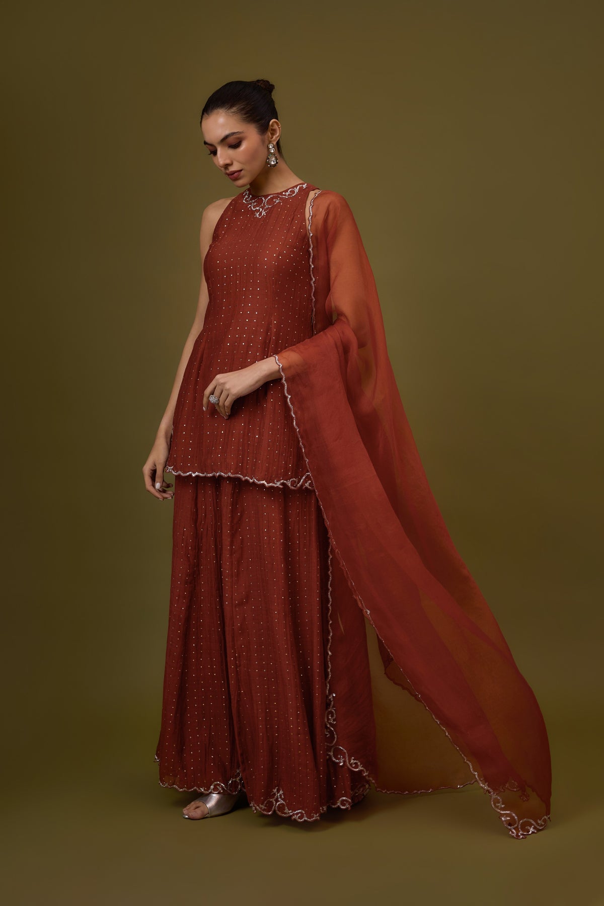 Baroque Neckline Sharara Set