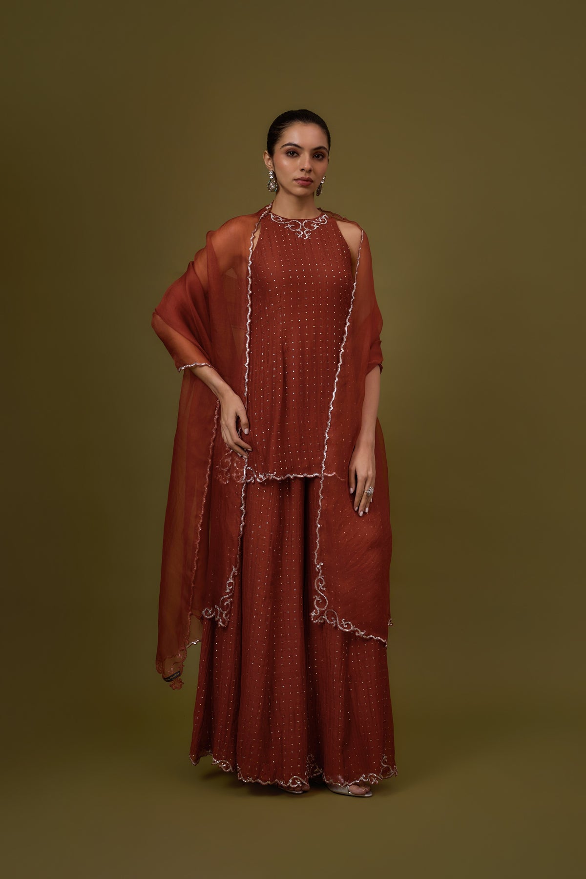 Baroque Neckline Sharara Set