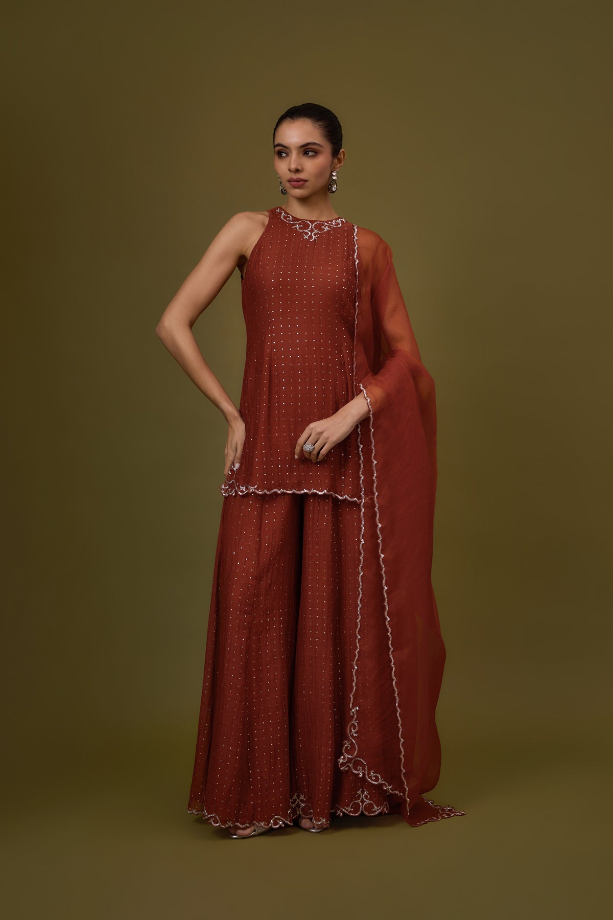 Baroque Neckline Sharara Set
