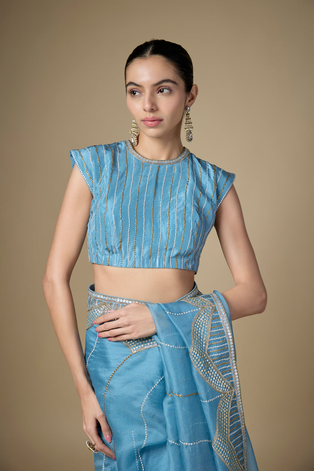 Domes Border Saree Set