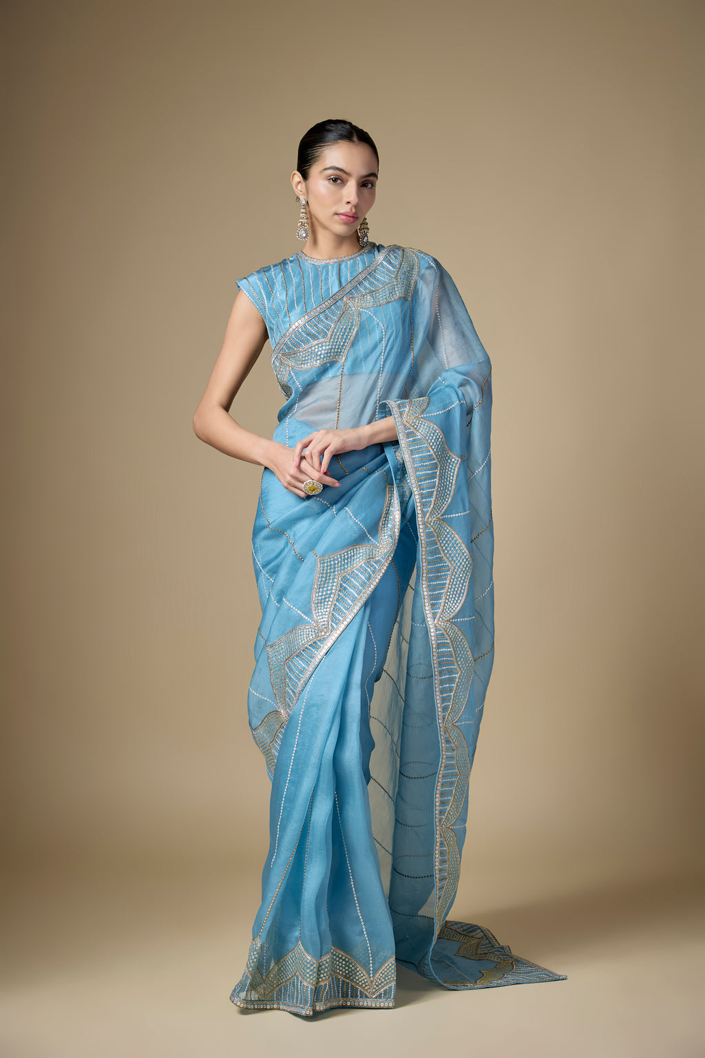 Domes Border Saree Set