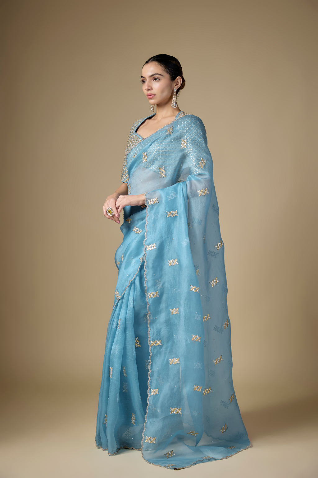 Gota-Patti Jaal Blouse Saree Set