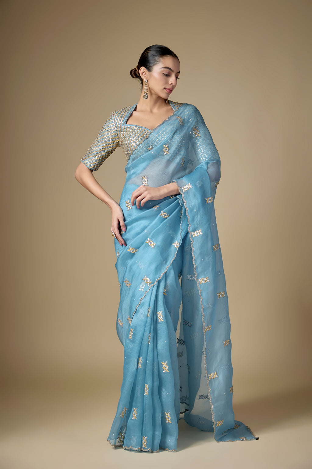 Gota-Patti Jaal Blouse Saree Set