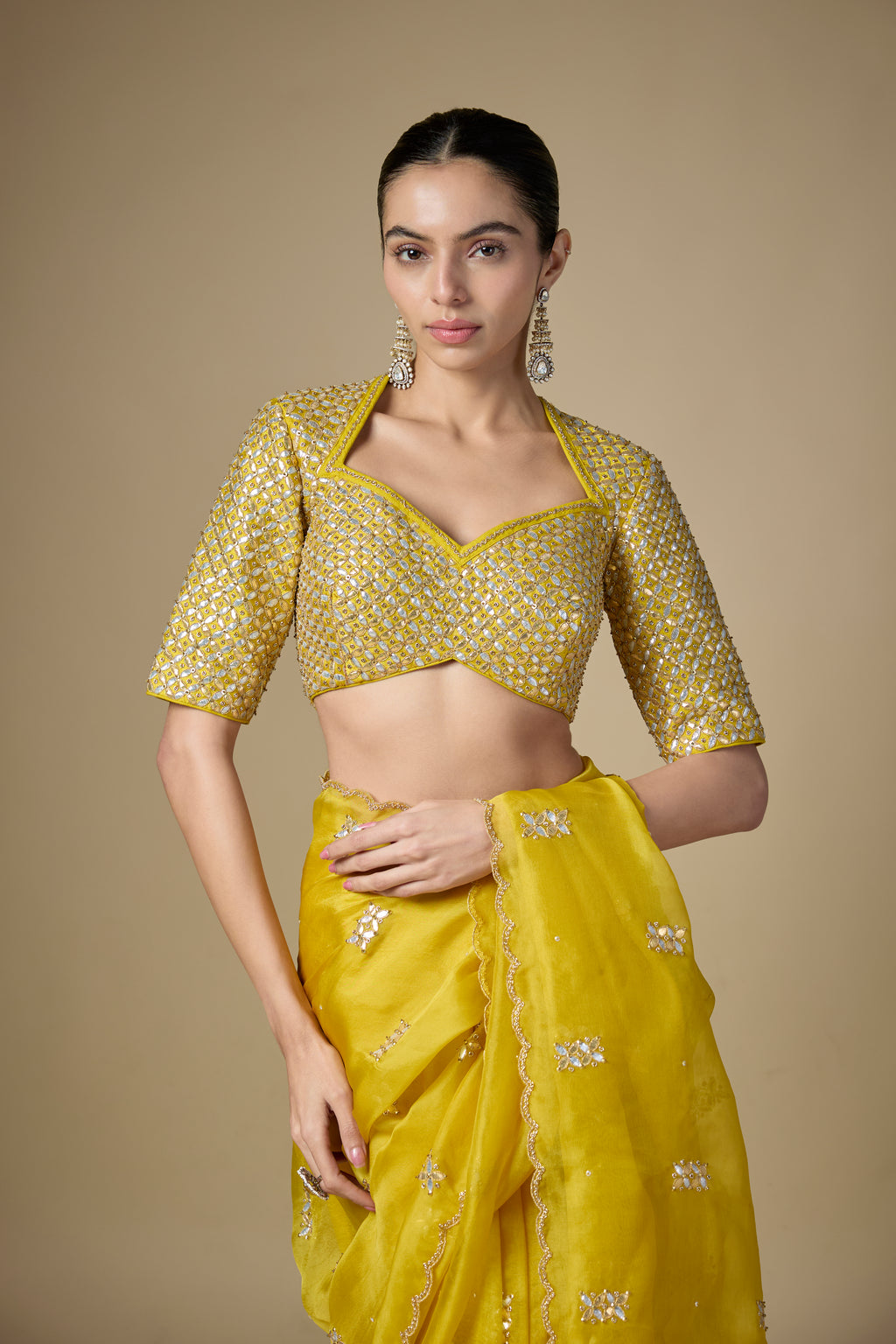 Gota-Patti Jaal Blouse Saree Set