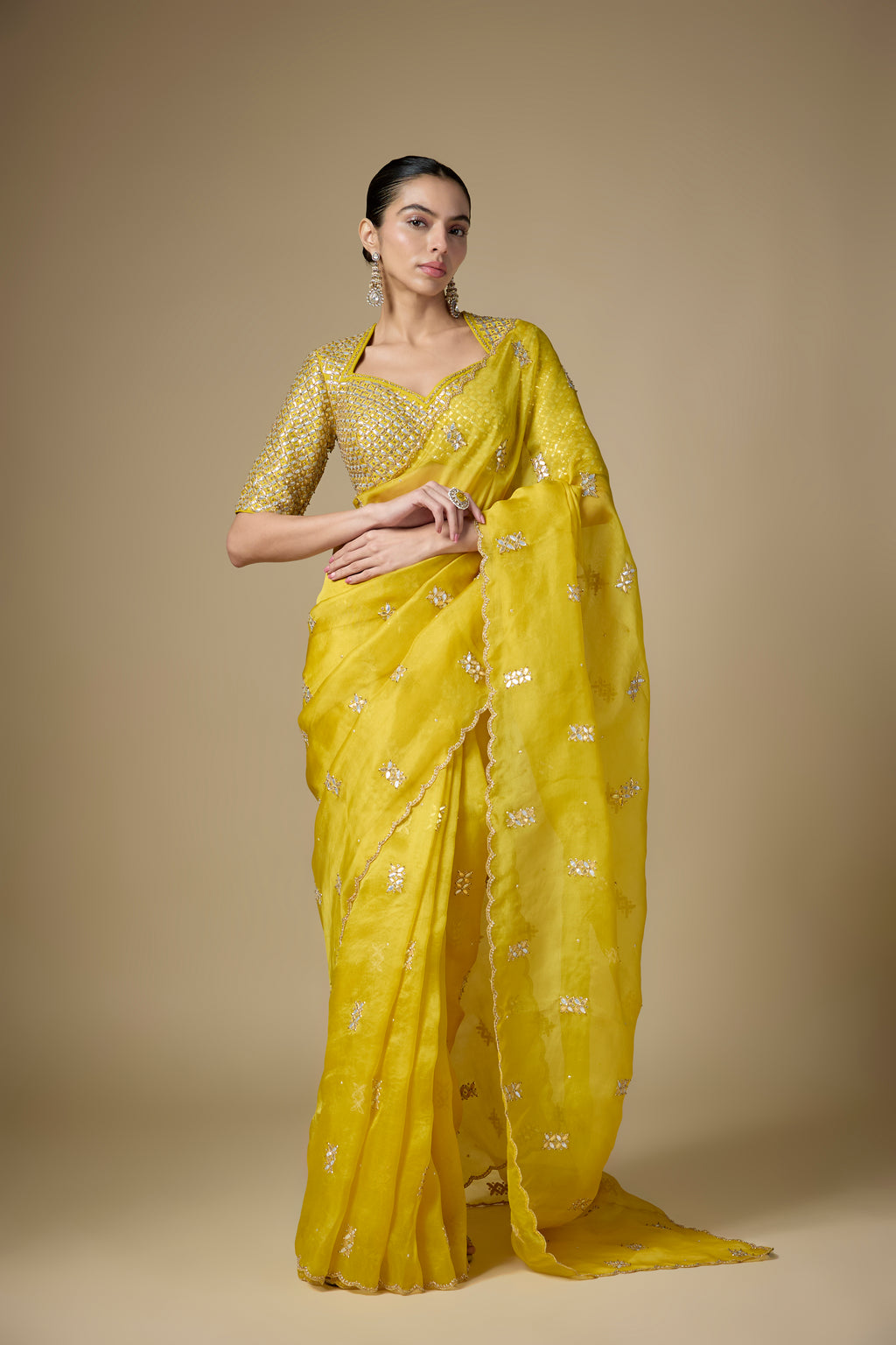 Gota-Patti Jaal Blouse Saree Set