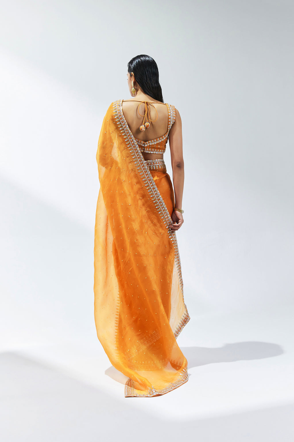 Gota-Patti Border Organza Saree Set