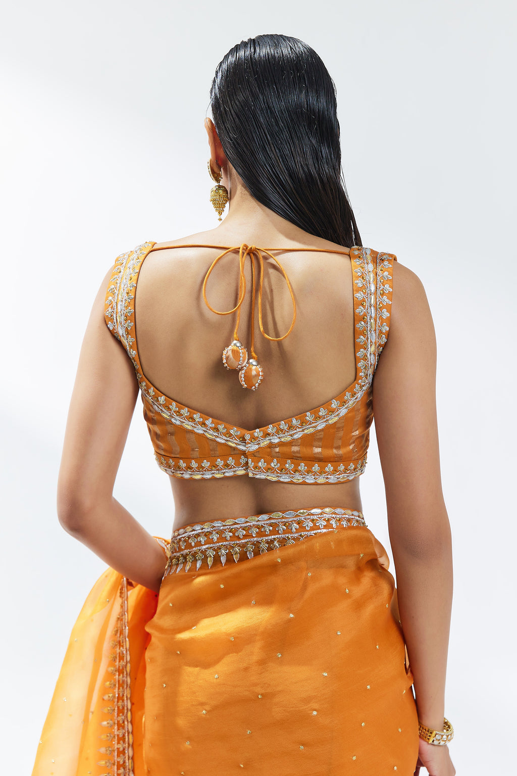 Gota-Patti Border Organza Saree Set