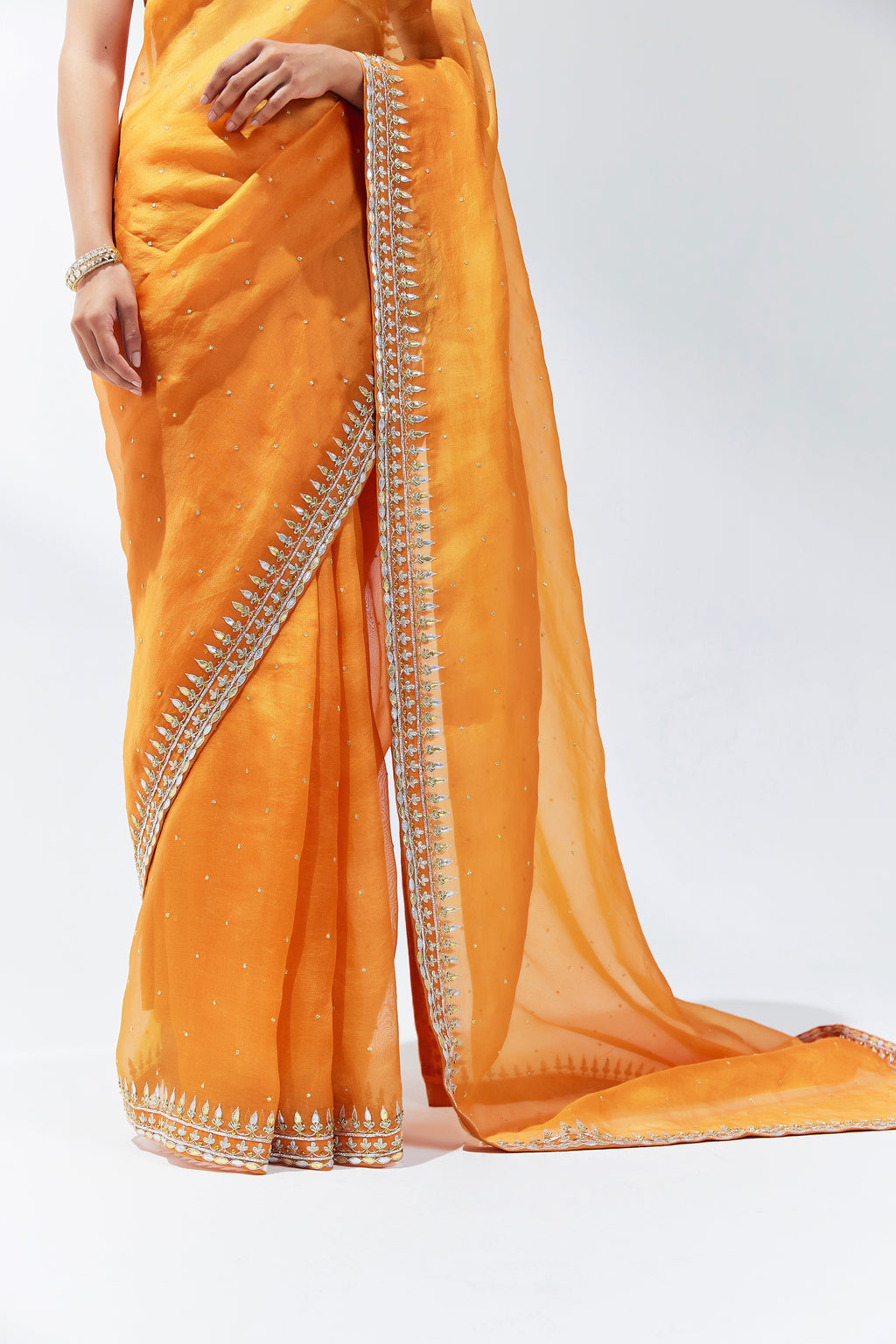 Gota-Patti Border Organza Saree Set