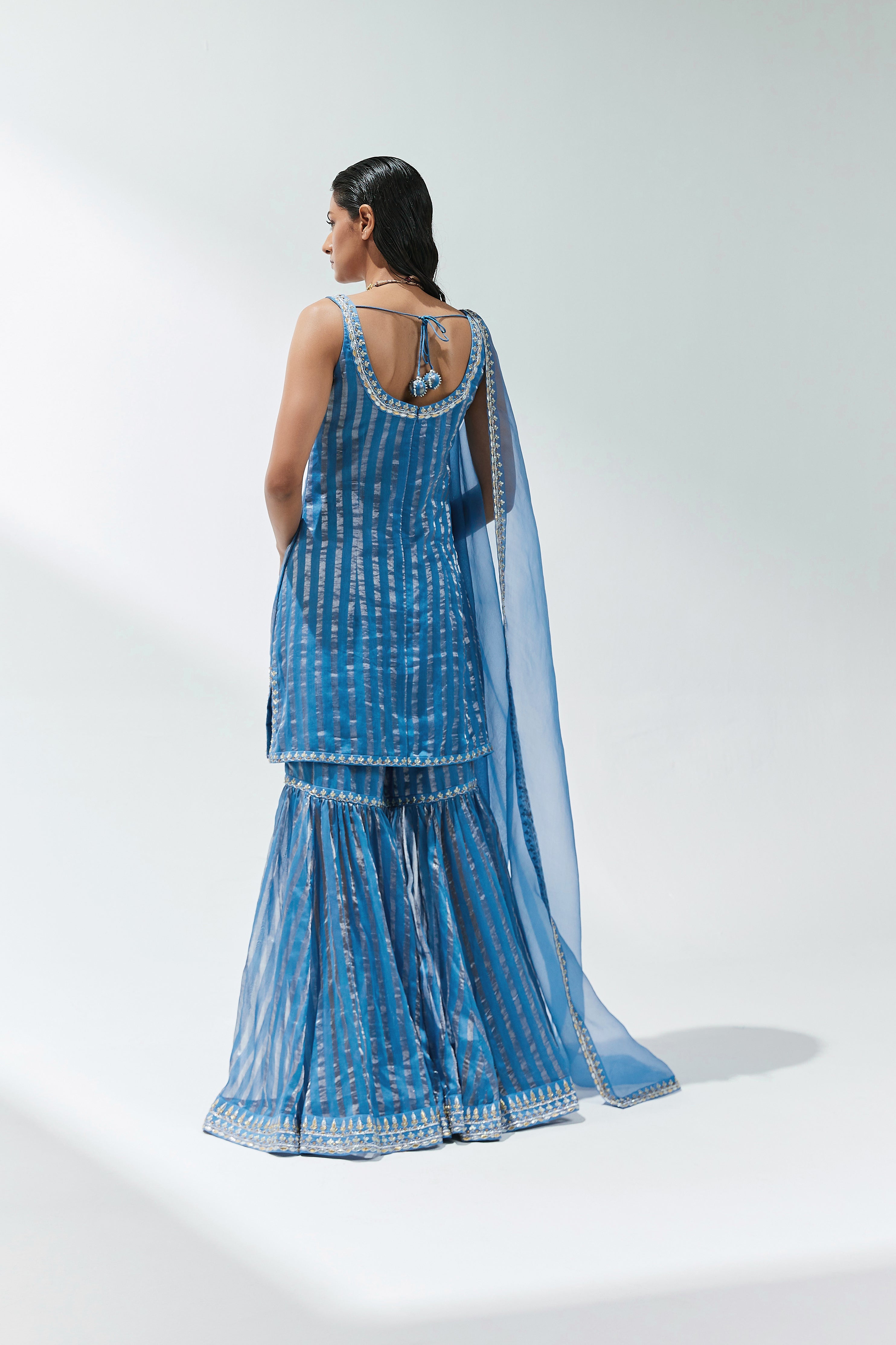 Gota-Patti Border Striped Garara Set