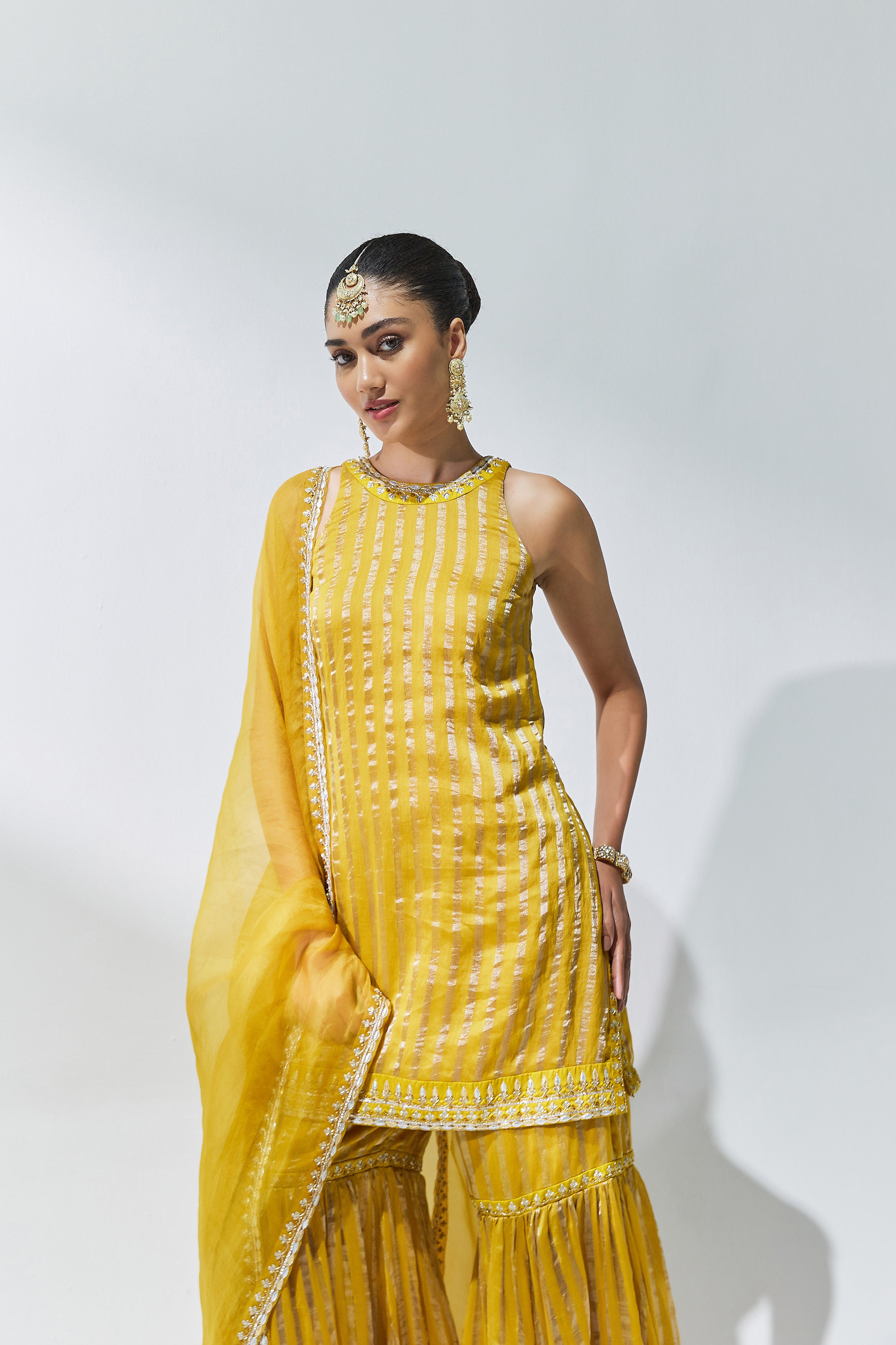 Gota-Patti Border Striped Garara Set