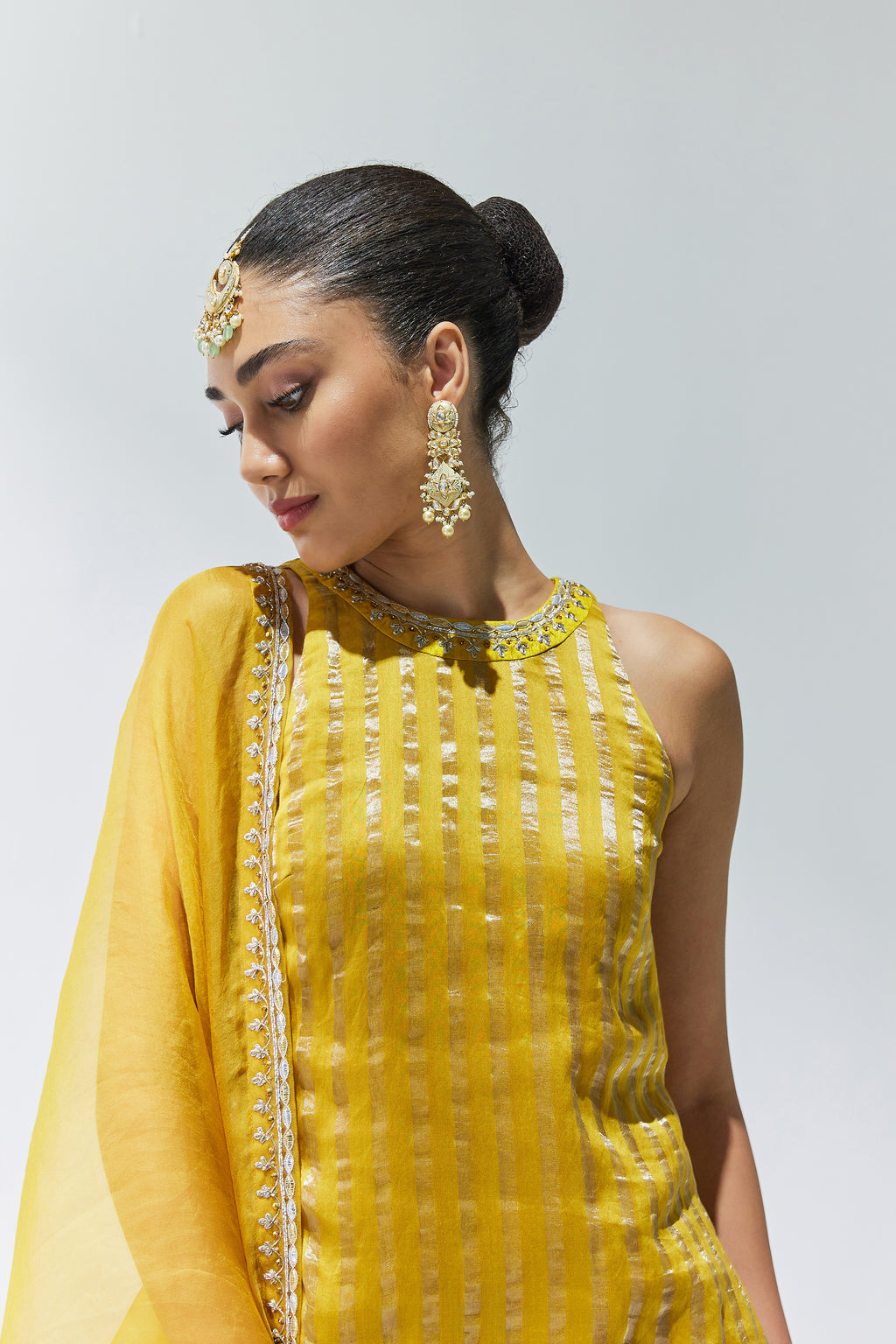 Gota-Patti Border Striped Garara Set